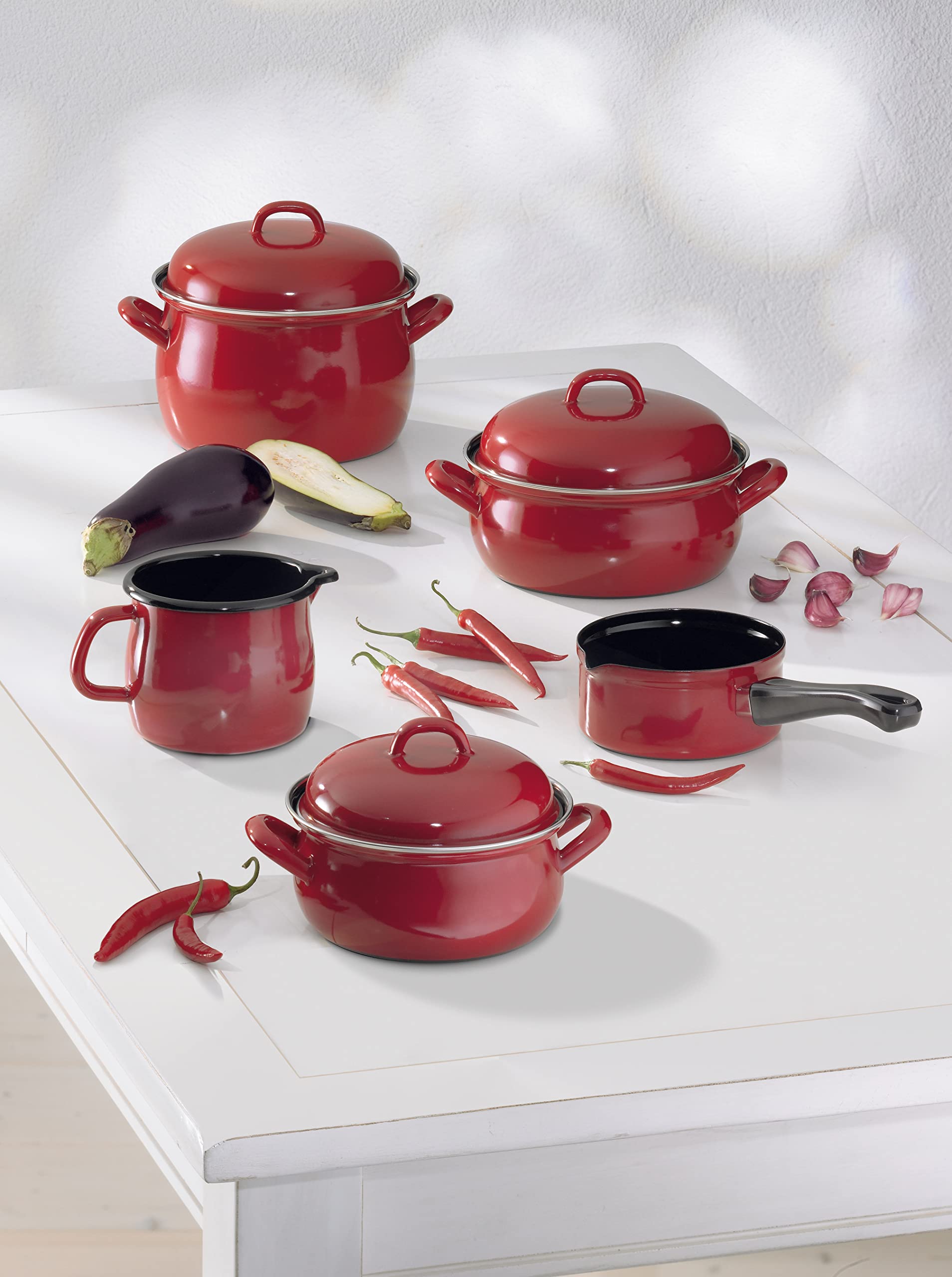 riess-0128-020-kasserolle-mit-deckel-16-cm-1-liter-ceramic-glas-red-emaille-rot- image 2