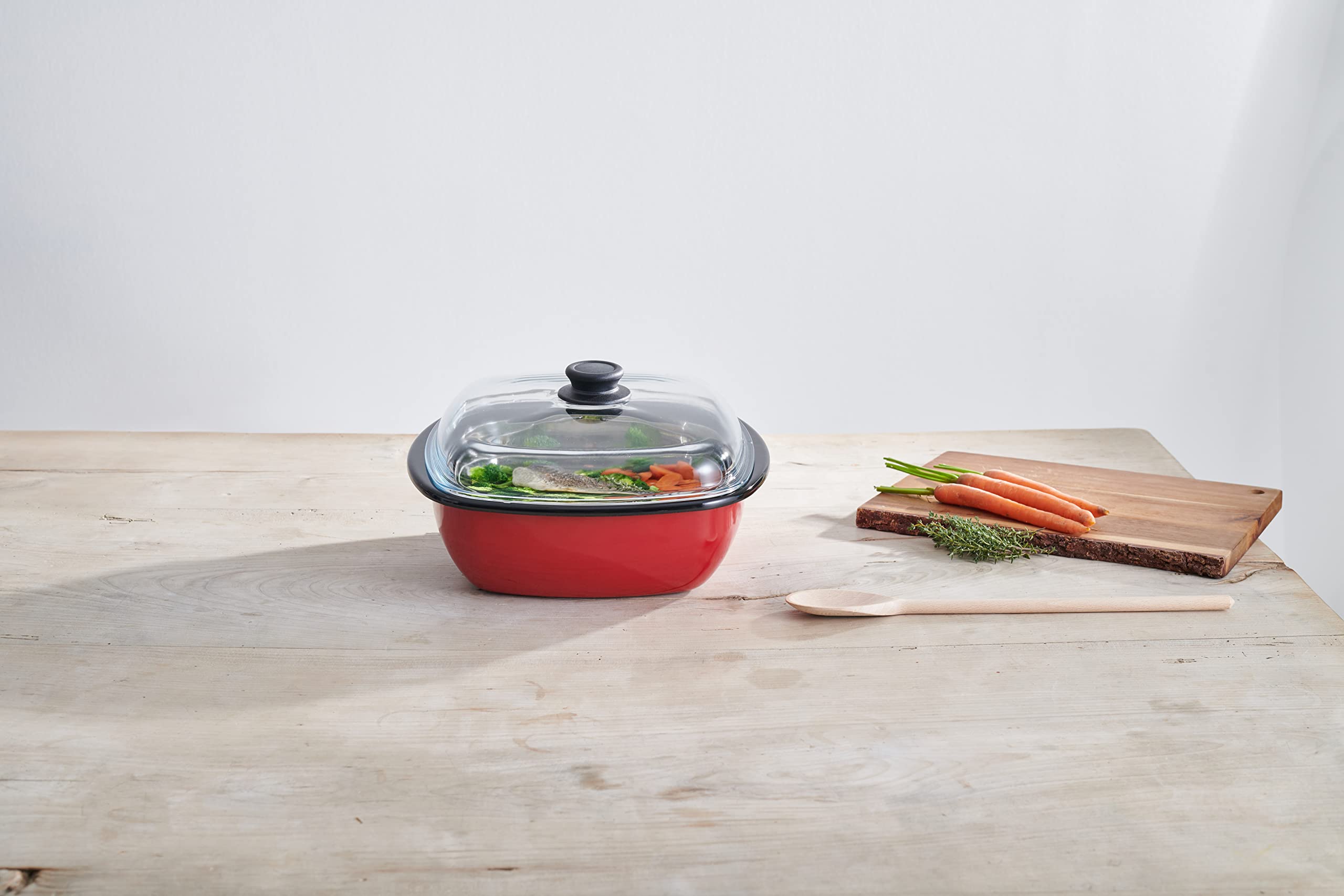riess-classic-rot-dampfgarer-3-teilig-28-x-28-cm-10-l-mit-glasdeckel image 3