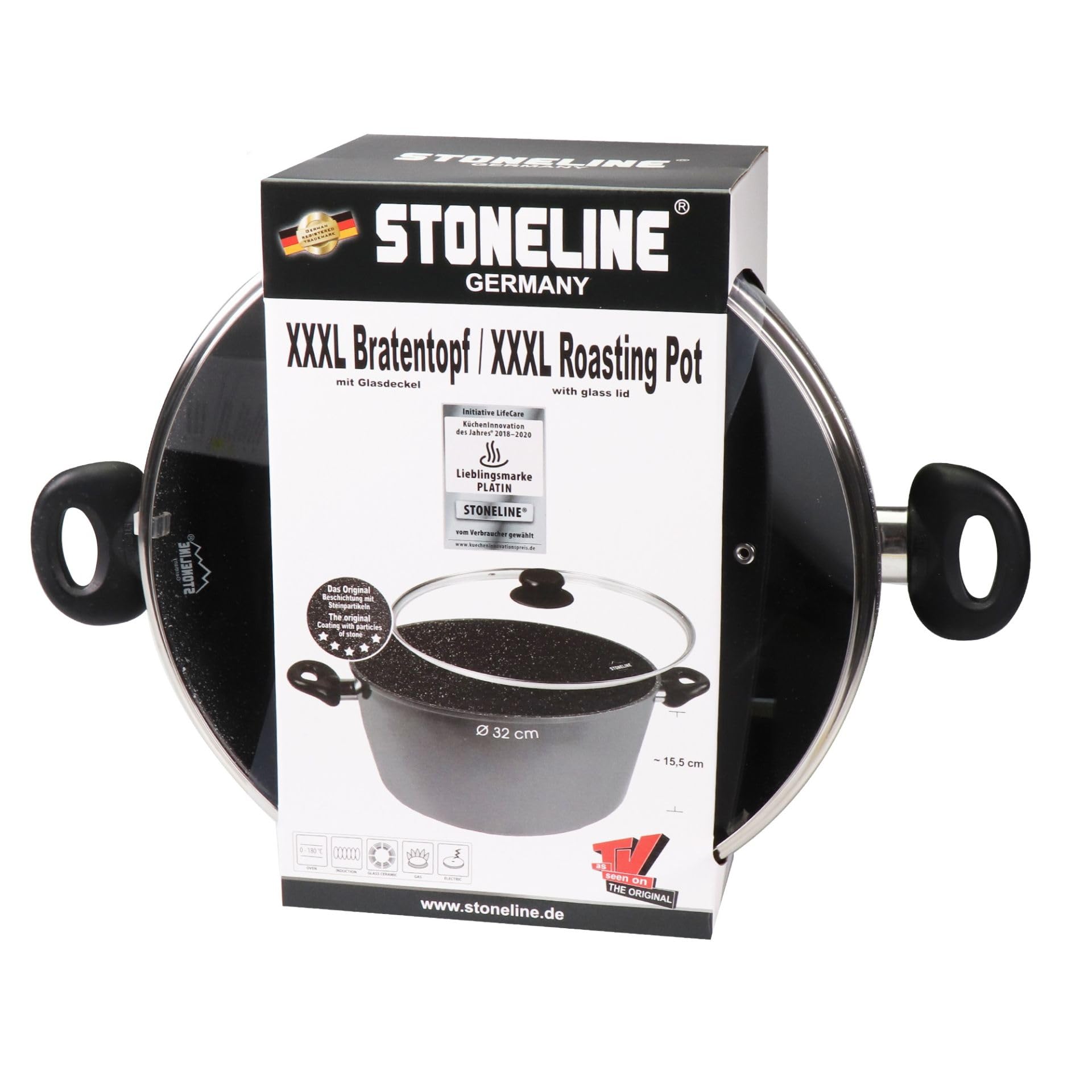 stoneline-classic-xxxl-aluguss-kochtopf-32-cm-10-6-l-mit-glasdeckel-grau image 8
