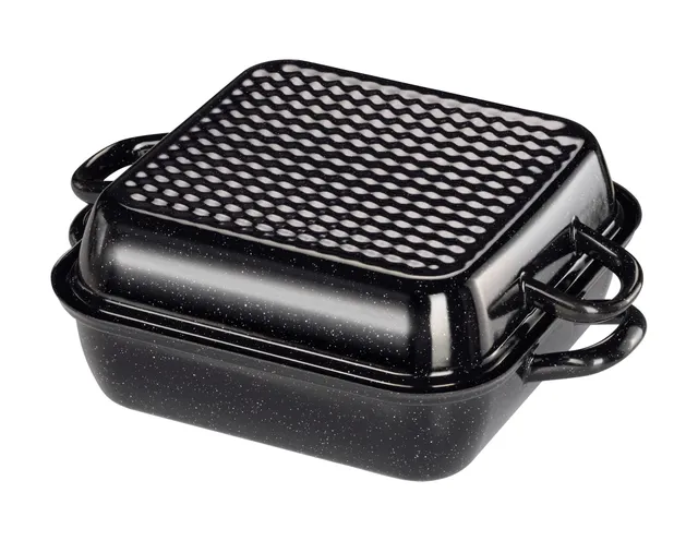 riess-classic-bratpfanne-mit-deckel-26x26-cm-emaille-schwarz-waffelboden-indukti image 1