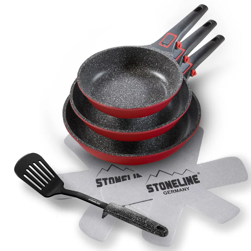 stoneline-smart-pfannenset-6-teilig-20-24-28-cm-rot-abnehmbarer-griff-induktion image 1