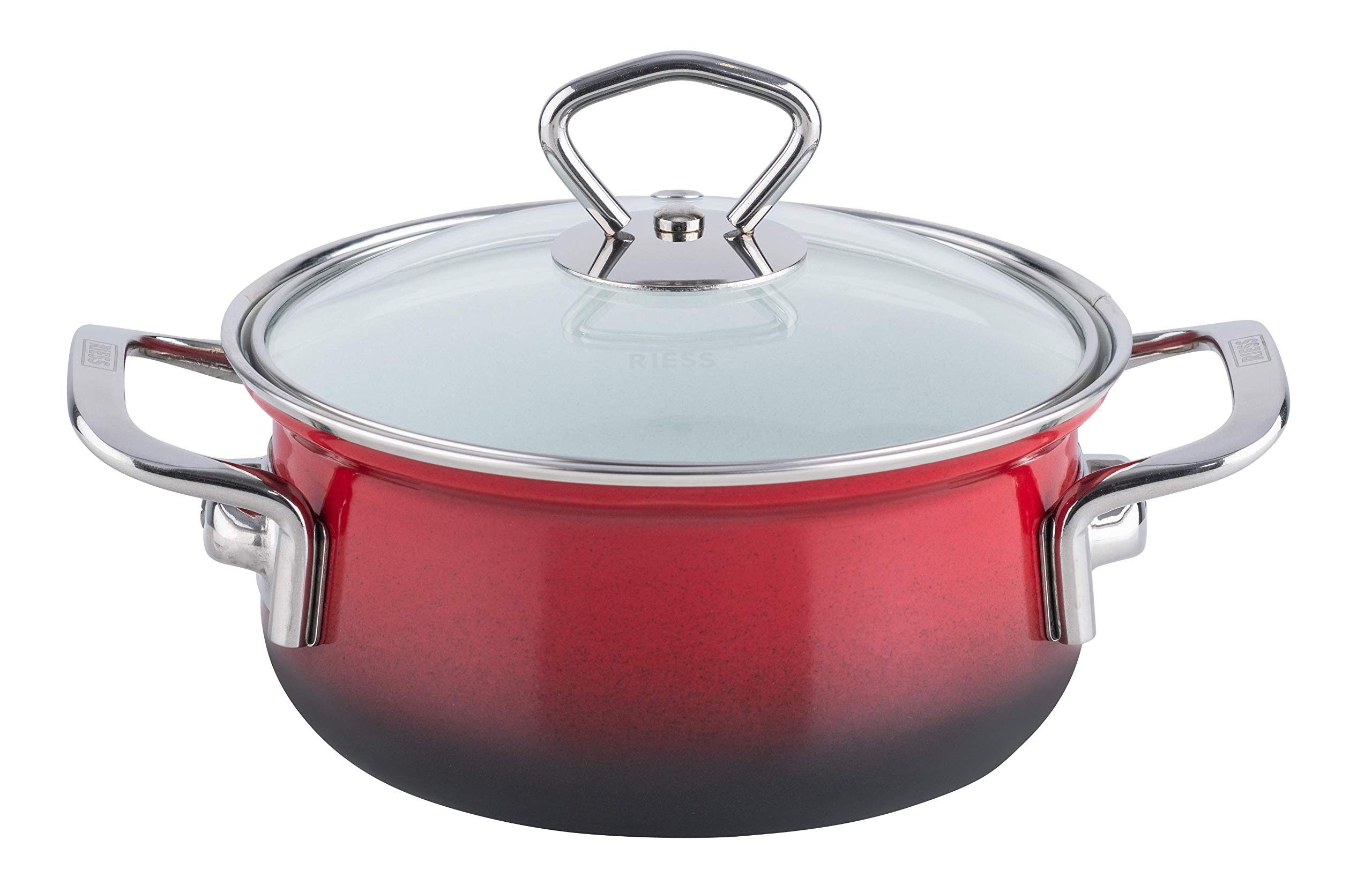 riess-nouvelle-brombeer-kasserolle-mit-glasdeckel-16cm-1-liter-emaille-rot image 1