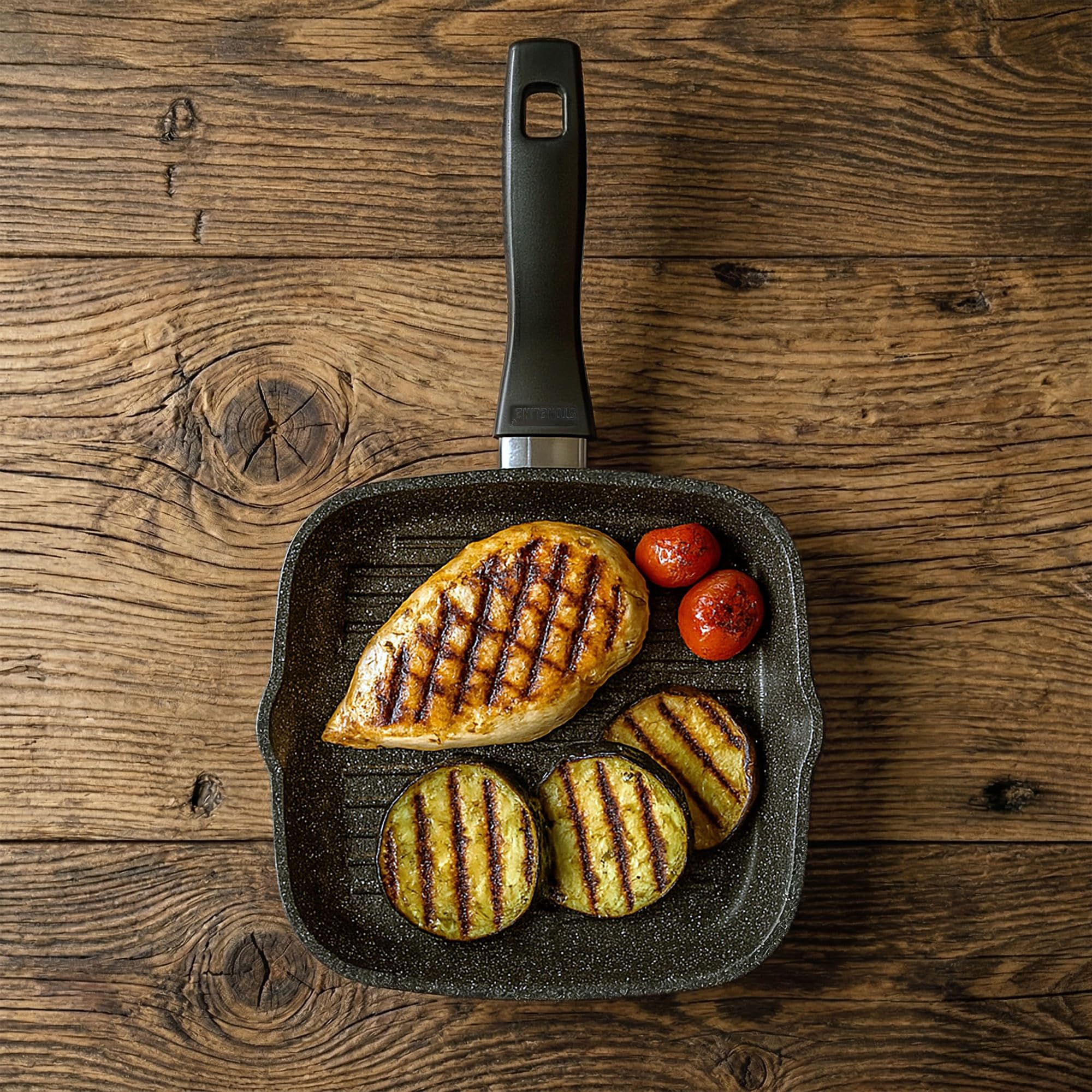 stoneline-grillpfanne-16-x-16-cm-aluguss-antihaft-mit-steinpartikeln-kleine-stea image 5
