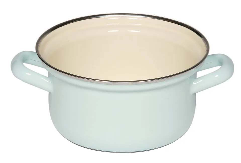 riess-kasserolle-mit-chromrand-14-cm-0-8-liter-bunt-pastell-emaille image 1