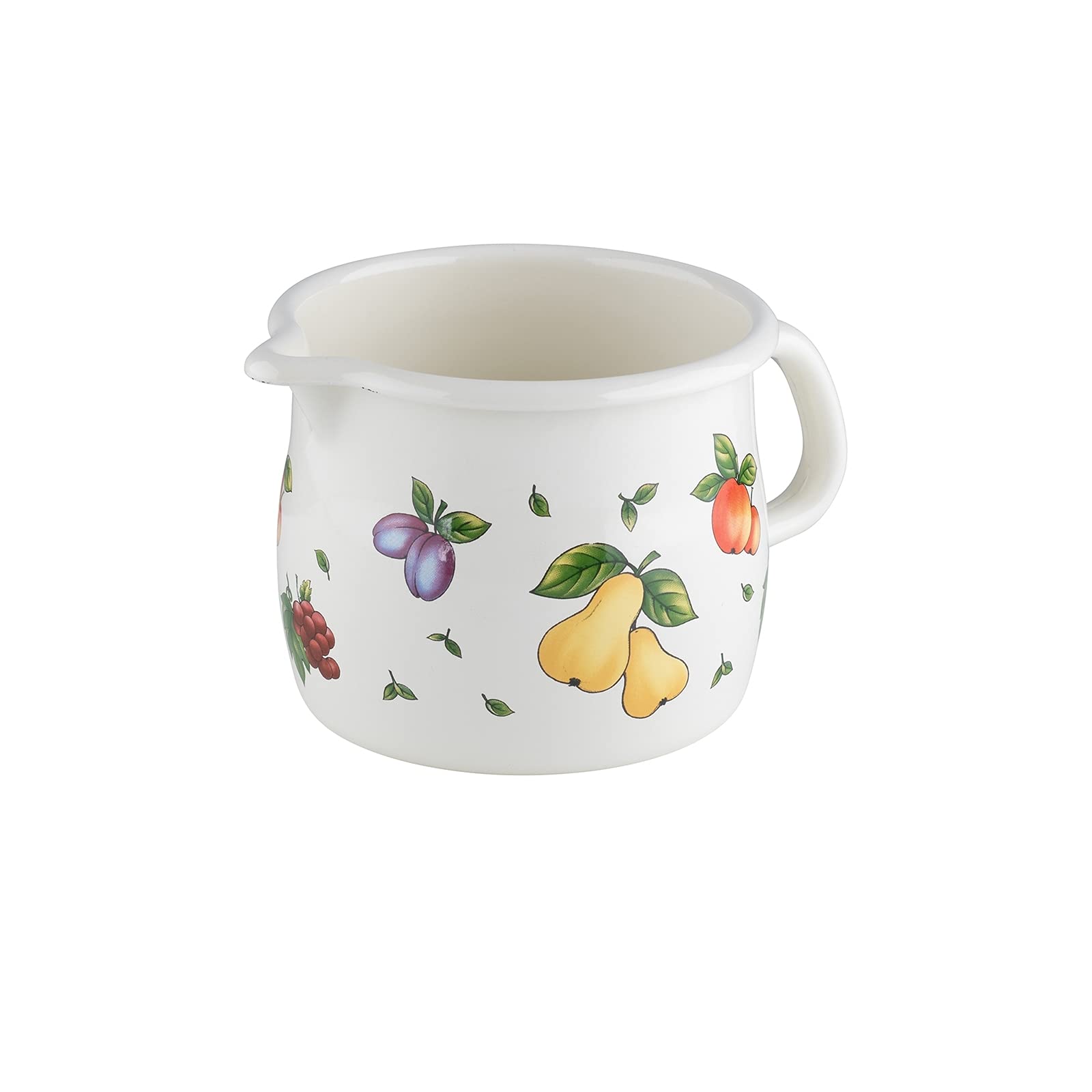 riess-0095-068-schnabeltopf-14-cm-fruit-garden-wei-emaille-milchtopf-1-7-liter image 1