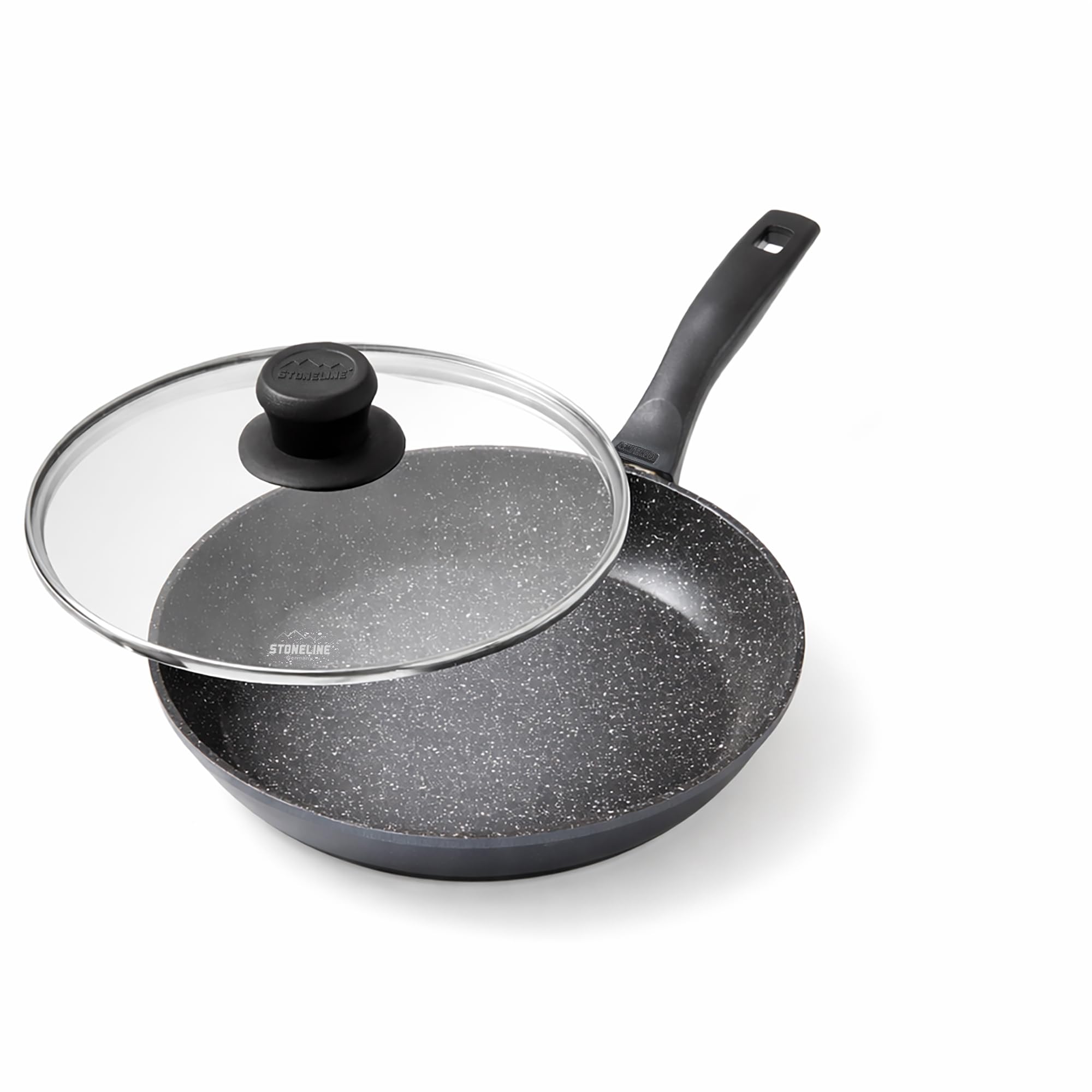stoneline-bratpfanne-26-cm-induktion-mit-glasdeckel-aluguss-stein-antihaft image 1