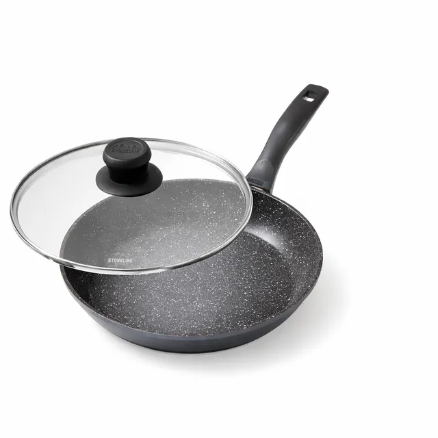 stoneline-bratpfanne-26-cm-induktion-mit-glasdeckel-aluguss-stein-antihaft image 1