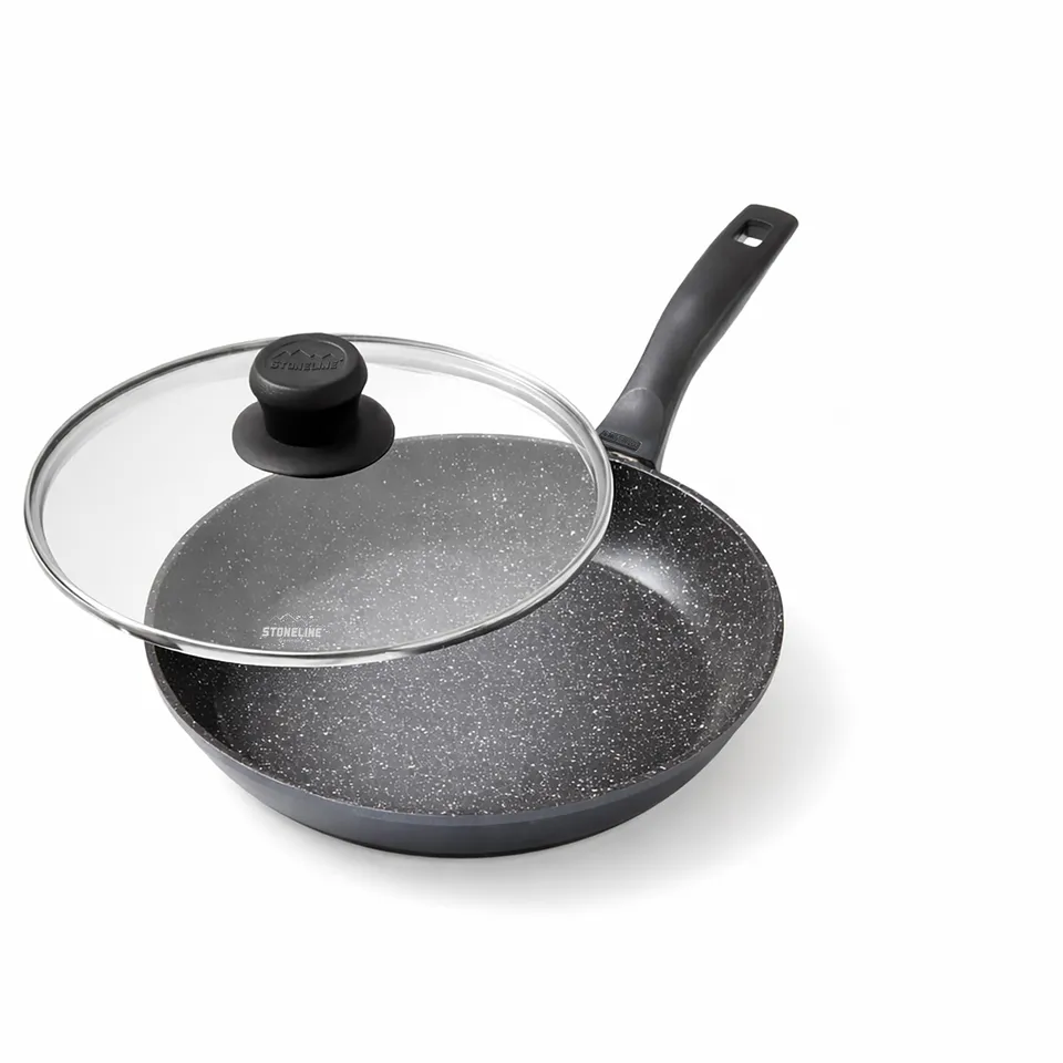 stoneline-bratpfanne-26-cm-induktion-mit-glasdeckel-aluguss-stein-antihaft image 1