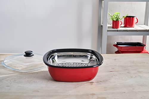 riess-classic-rot-dampfgarer-3-teilig-28-x-28-cm-10-l-mit-glasdeckel image 7