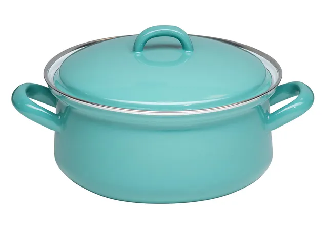 riess-0612-110-topf-mit-deckel-20-cm-nature-green-medium-emaille-1-6-liter image 1