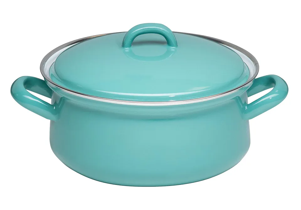 riess-0612-110-topf-mit-deckel-20-cm-nature-green-medium-emaille-1-6-liter image 1