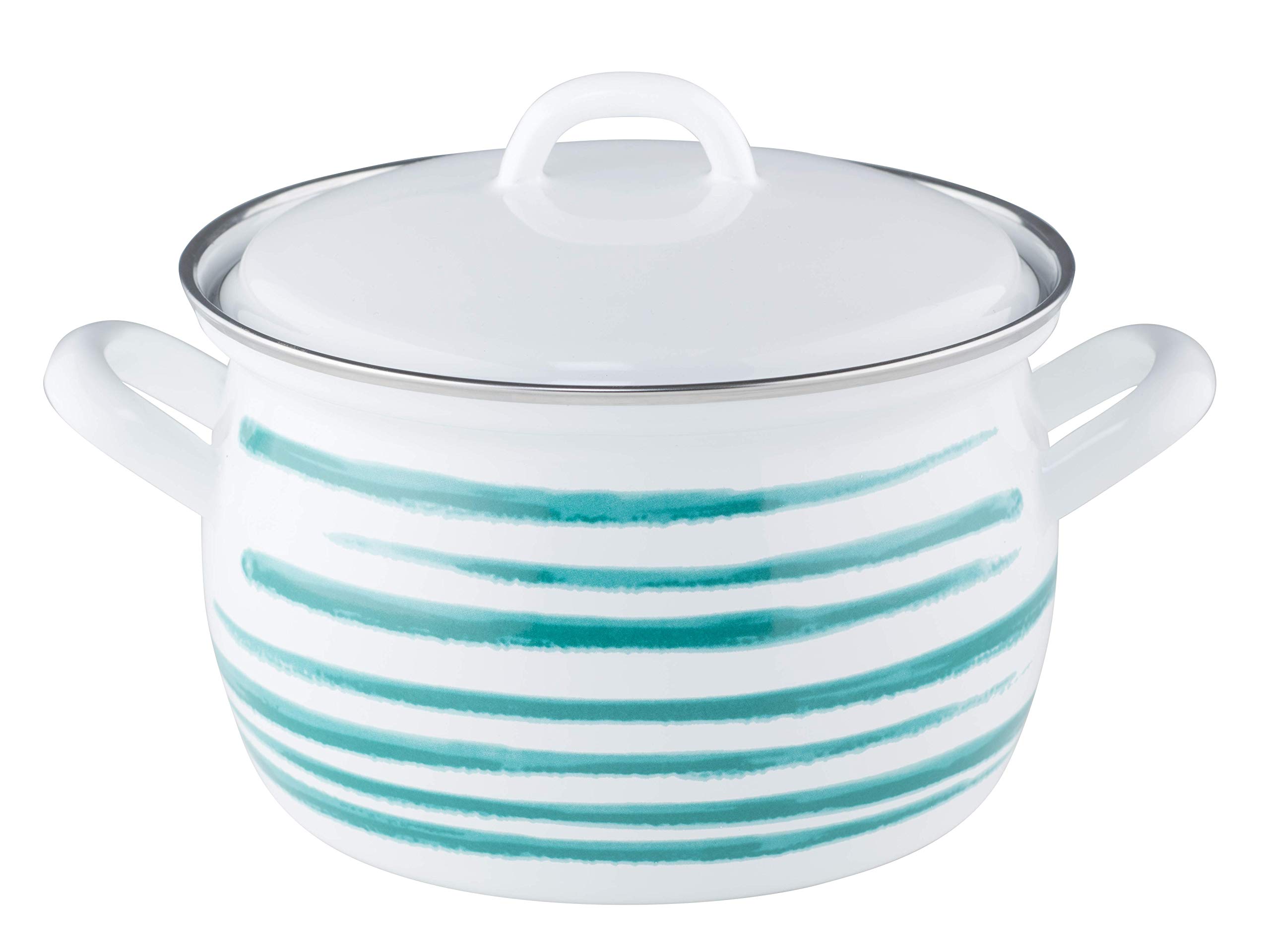 riess-country-fleischtopf-mit-deckel-gr-n-geflammt-18-cm-2-5-liter-emaille-wei image 1