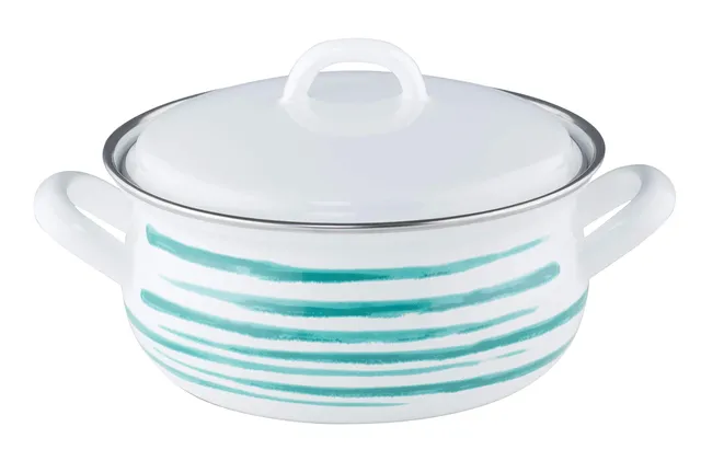 riess-country-kasserolle-bratentopf-mit-deckel-16-cm-1-liter-gr-n-geflammt image 1
