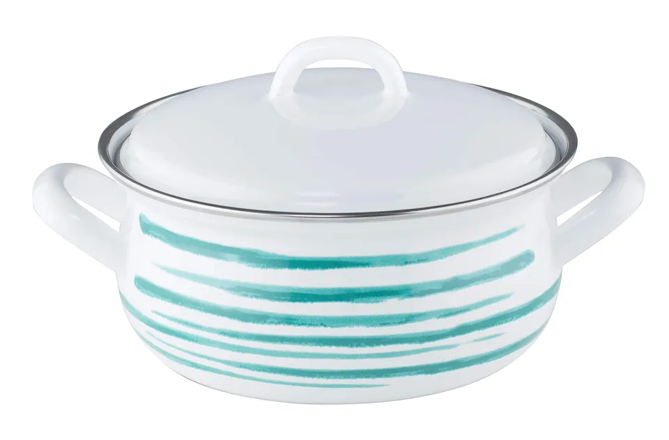 riess-country-kasserolle-bratentopf-mit-deckel-16-cm-1-liter-gr-n-geflammt image 1