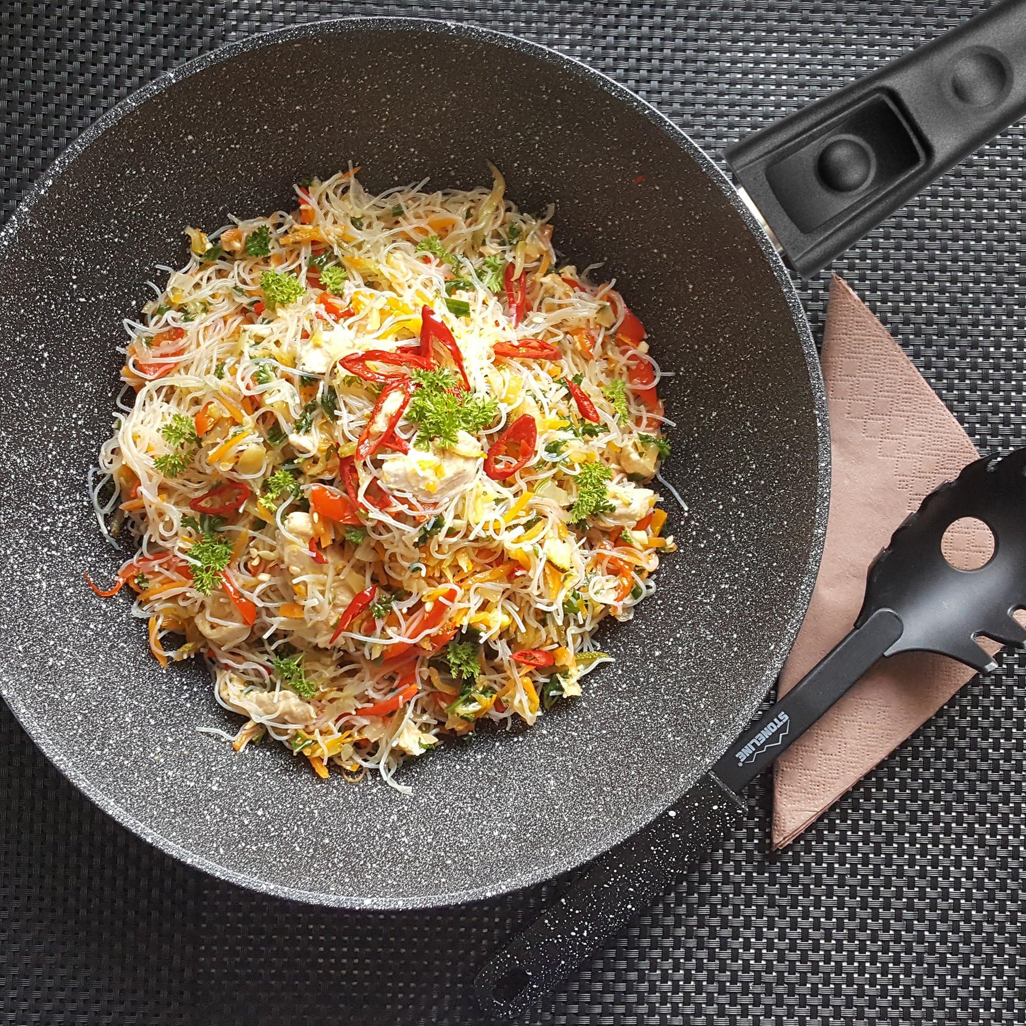 stoneline-flex-made-in-germany-wok-30-cm-4-3-l-mit-abnehmbarem-griff-steinpartik image 3