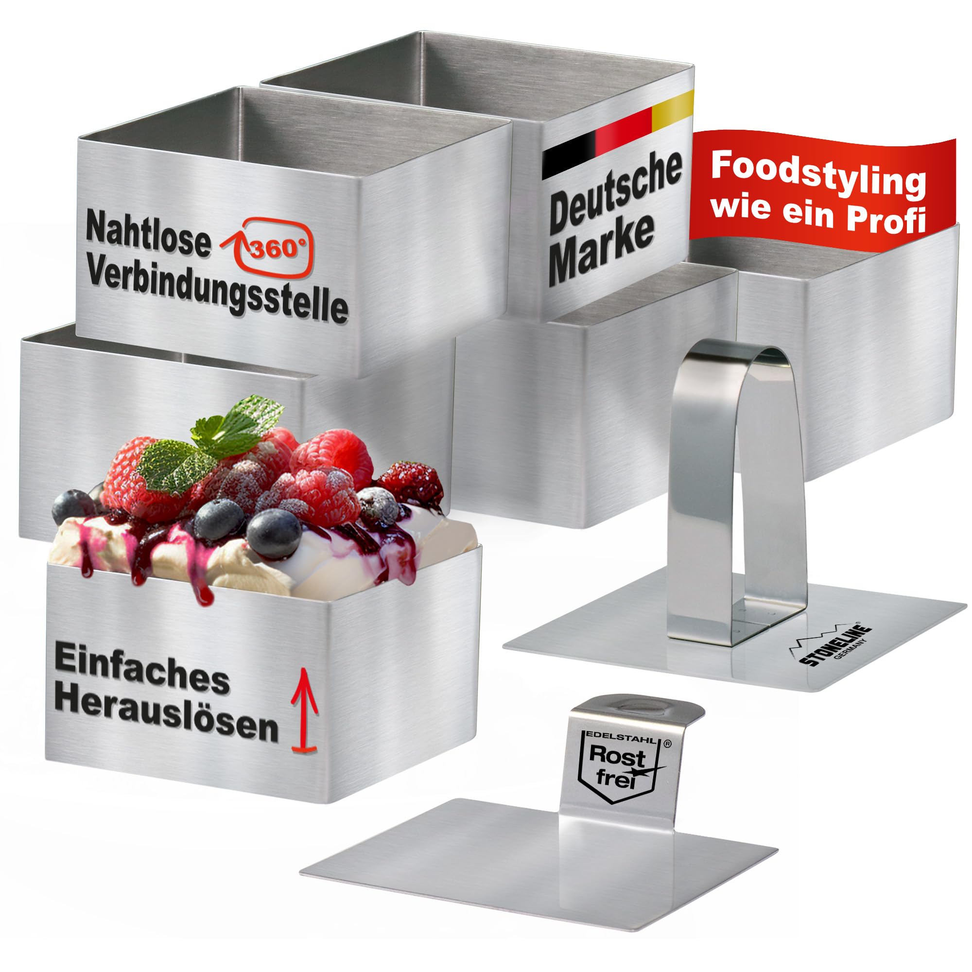 stoneline-dessertringe-speiseringe-set-8-teilig-eckig-8-cm-edelstahl image 1