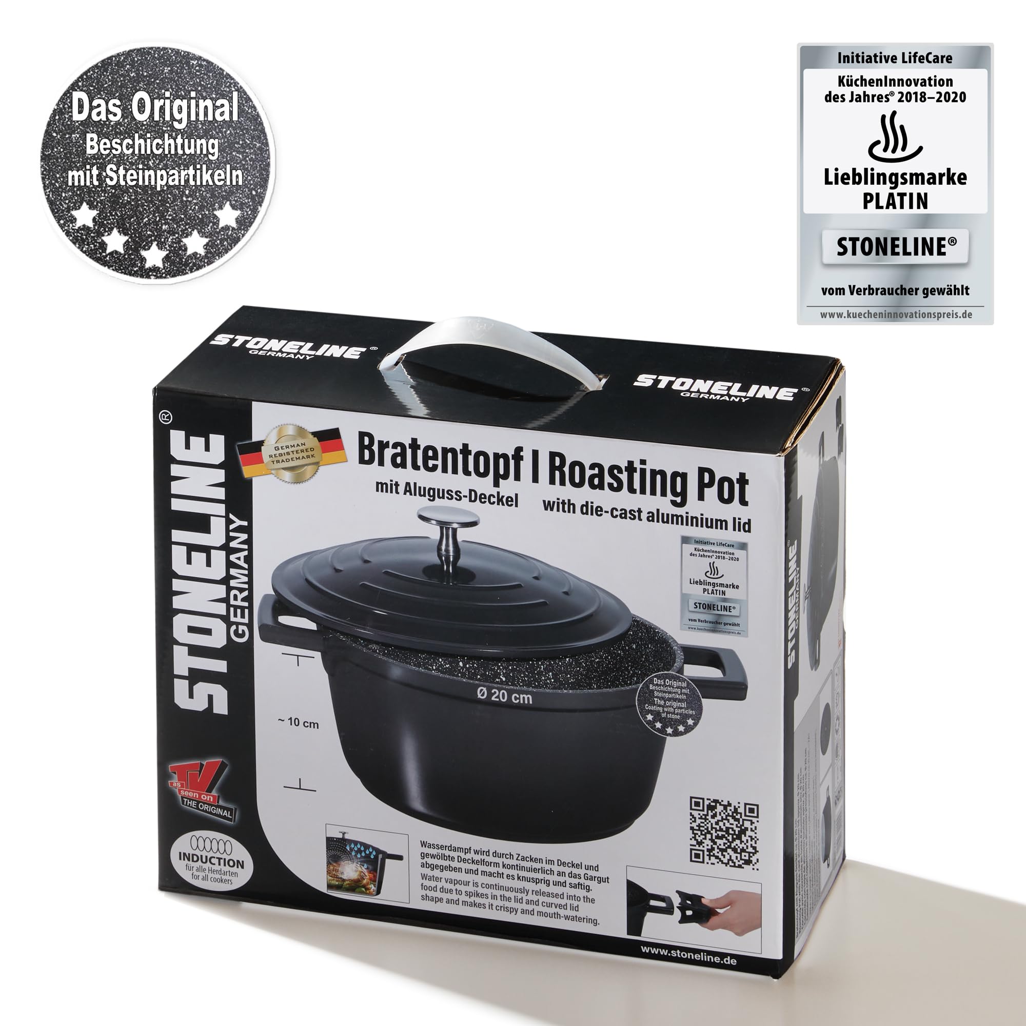stoneline-cocotte-br-ter-mit-deckel-20-cm-2-6-l-aluguss-antihaft-topf-schwarz image 8