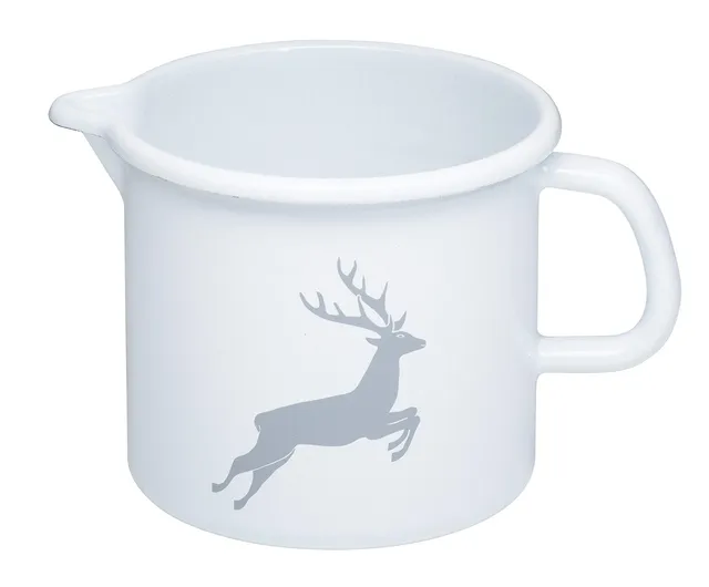 riess-schnabeltopf-wei-mit-hirsch-emaille-12-cm-1-0-liter image 1