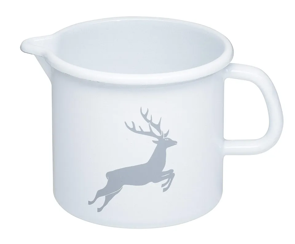 riess-schnabeltopf-wei-mit-hirsch-emaille-12-cm-1-0-liter image 1