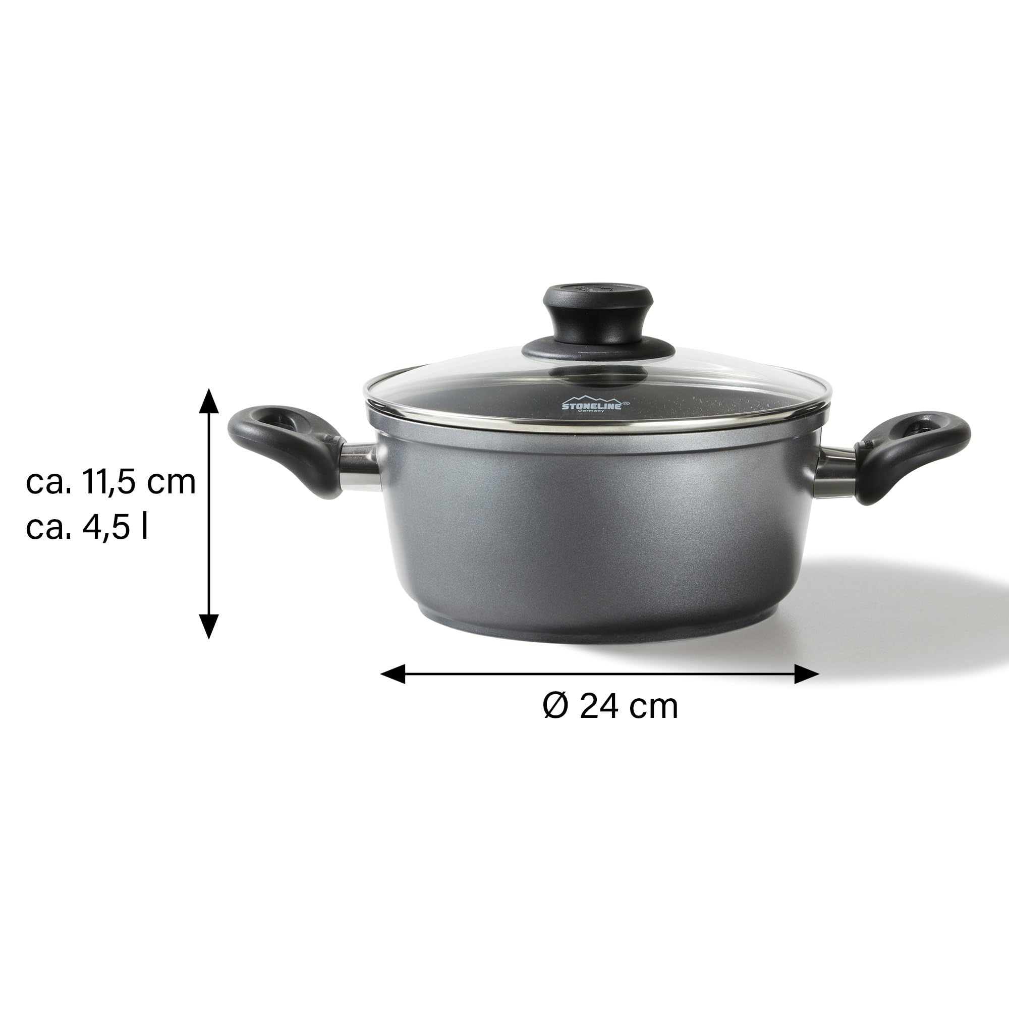stoneline-aluguss-kochtopf-24-cm-4-5-l-mit-glasdeckel-stein-antihaft-grau image 4