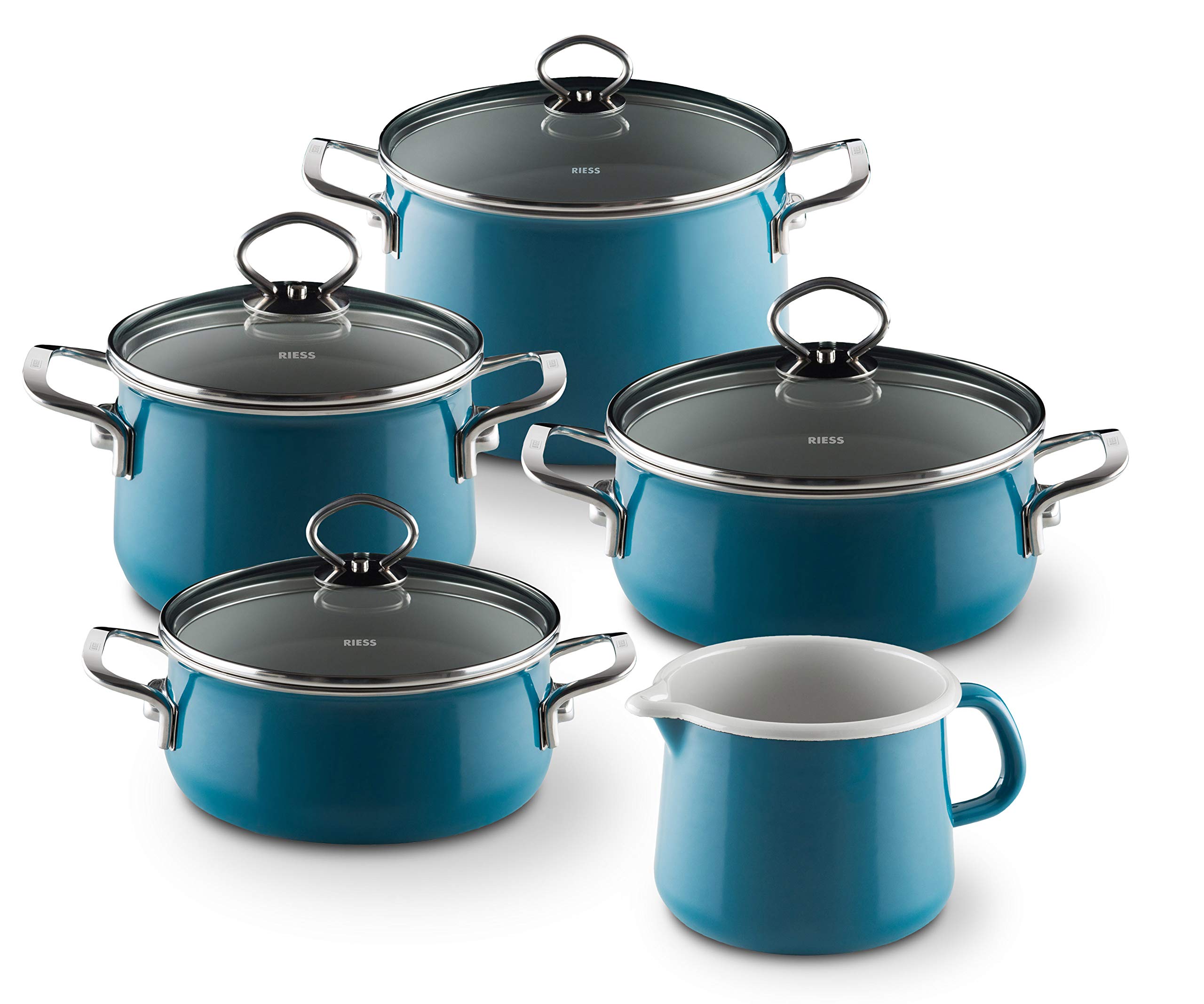 riess-nouvelle-emaille-stielkasserolle-16-cm-1-3-liter-aquamarinblau-mit-glasdec image 2