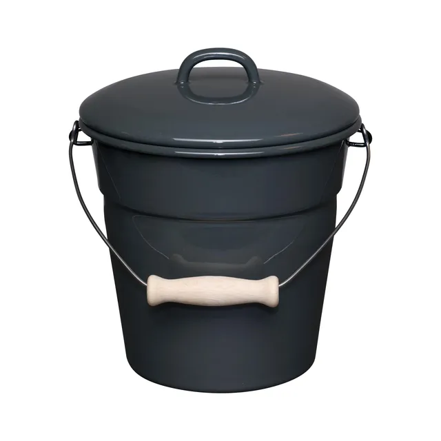 riess-bioeimer-mit-deckel-20-cm-dark-grey-3-5-liter-emaille-eimer image 1