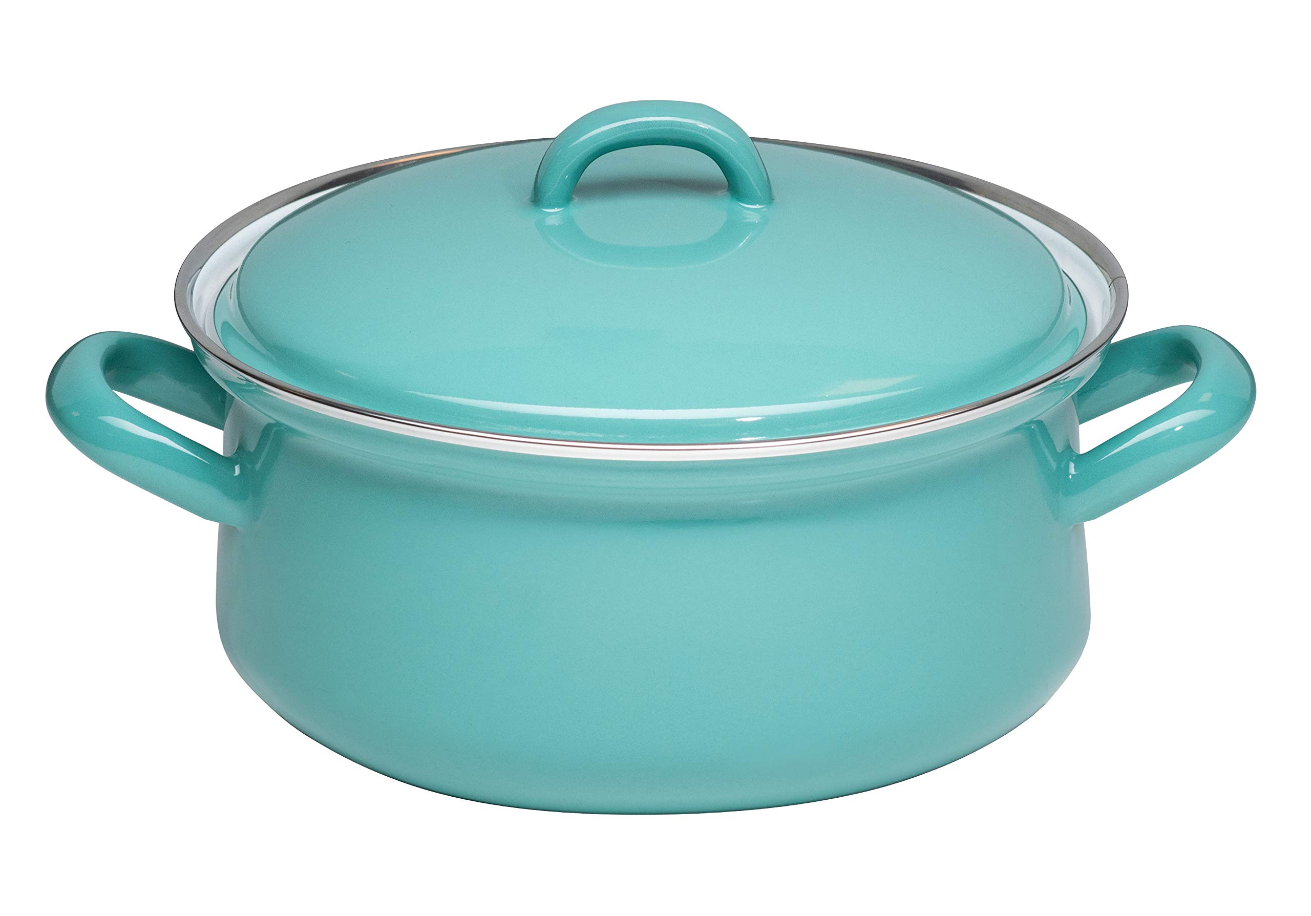 riess-0612-110-topf-mit-deckel-20-cm-nature-green-medium-emaille-1-6-liter image 1