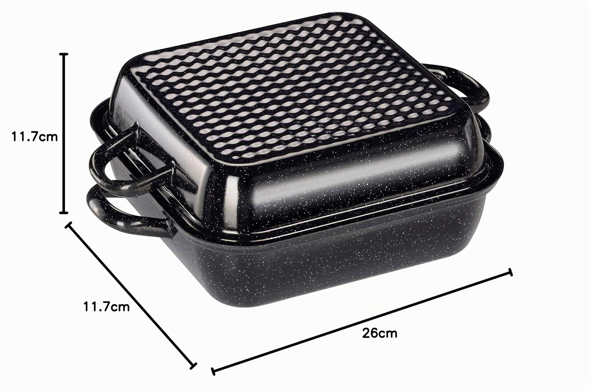 riess-classic-bratpfanne-mit-deckel-26x26-cm-emaille-schwarz-waffelboden-indukti image 8