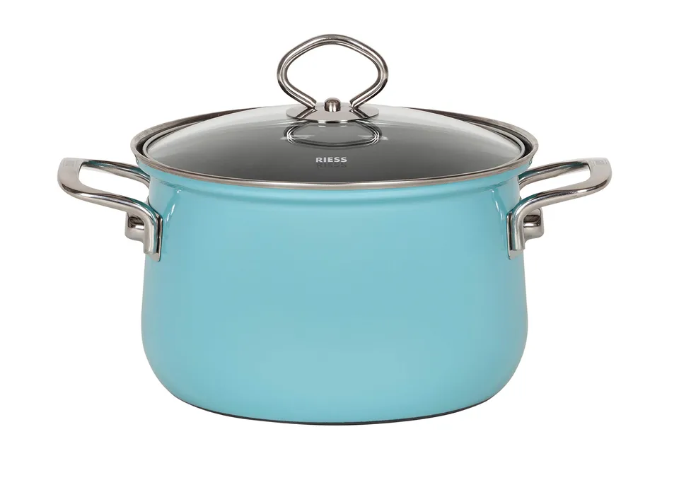 riess-fleischtopf-mit-glasdeckel-24-cm-kristallblau-emaille-6-0-liter image 1