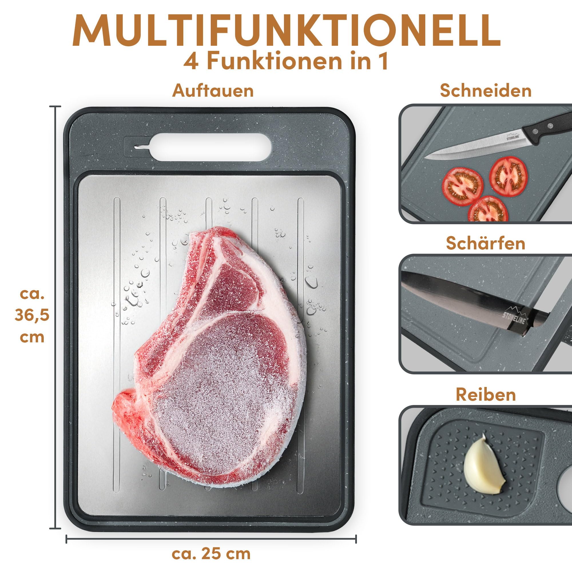 stoneline-auftaubrett-schneidebrett-mit-auftau-funktion-36-5-x-25-cm-2-in-1-defr image 2