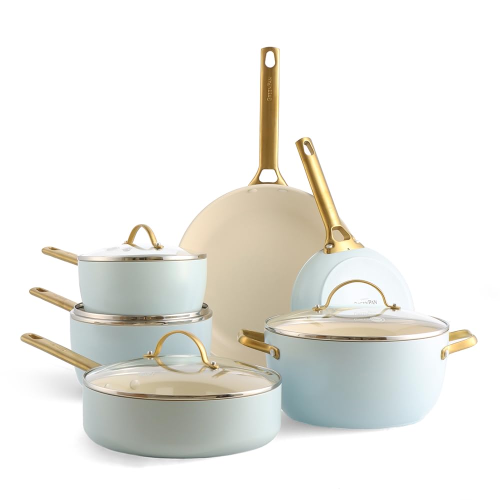 greenpan-reserve-topf-und-pfannenset-10-tlg-hellblau-keramik-goldgriff image 1