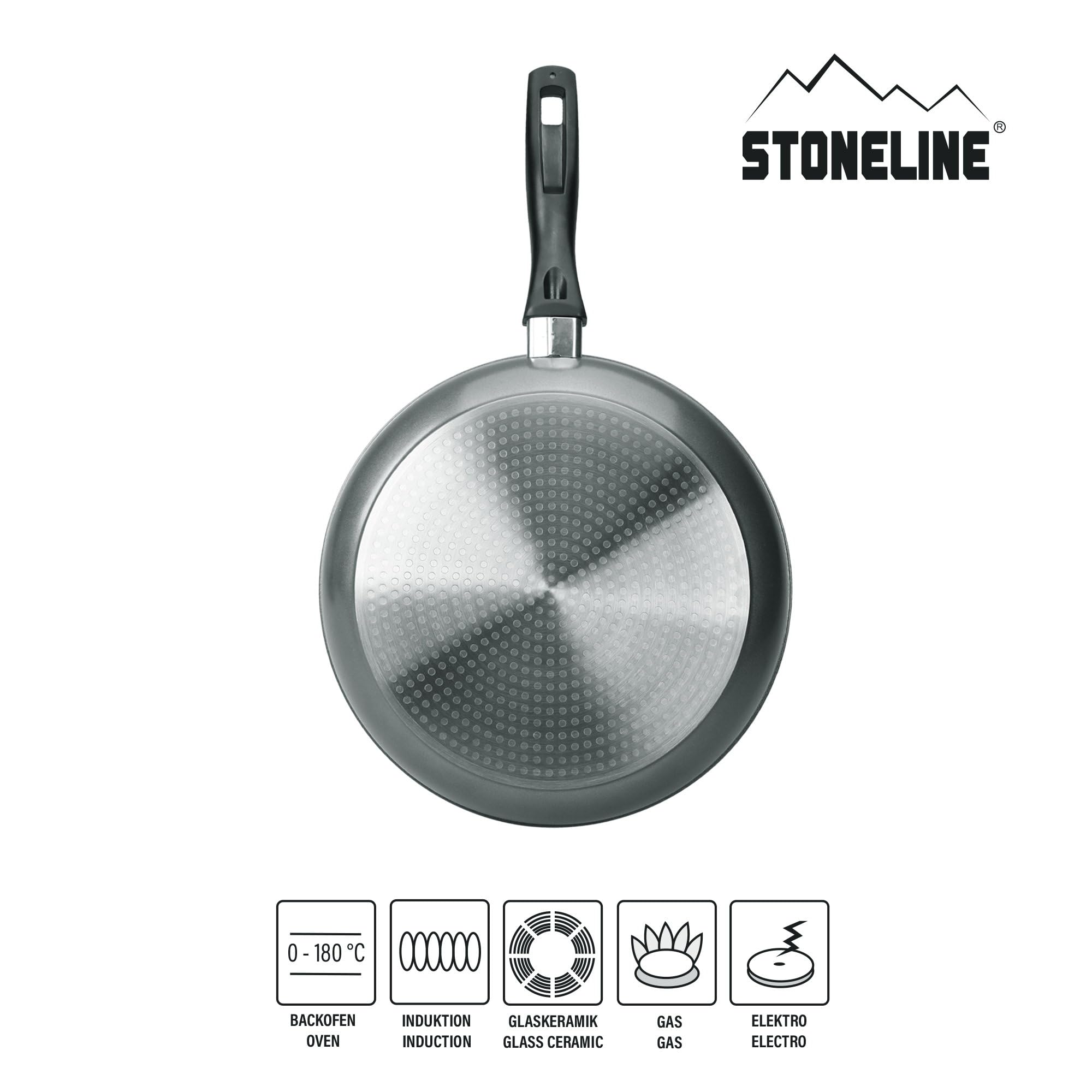 stoneline-schmorpfanne-28-cm-3-3-l-hoher-rand-aluguss-mit-steinpartikeln-grau image 2