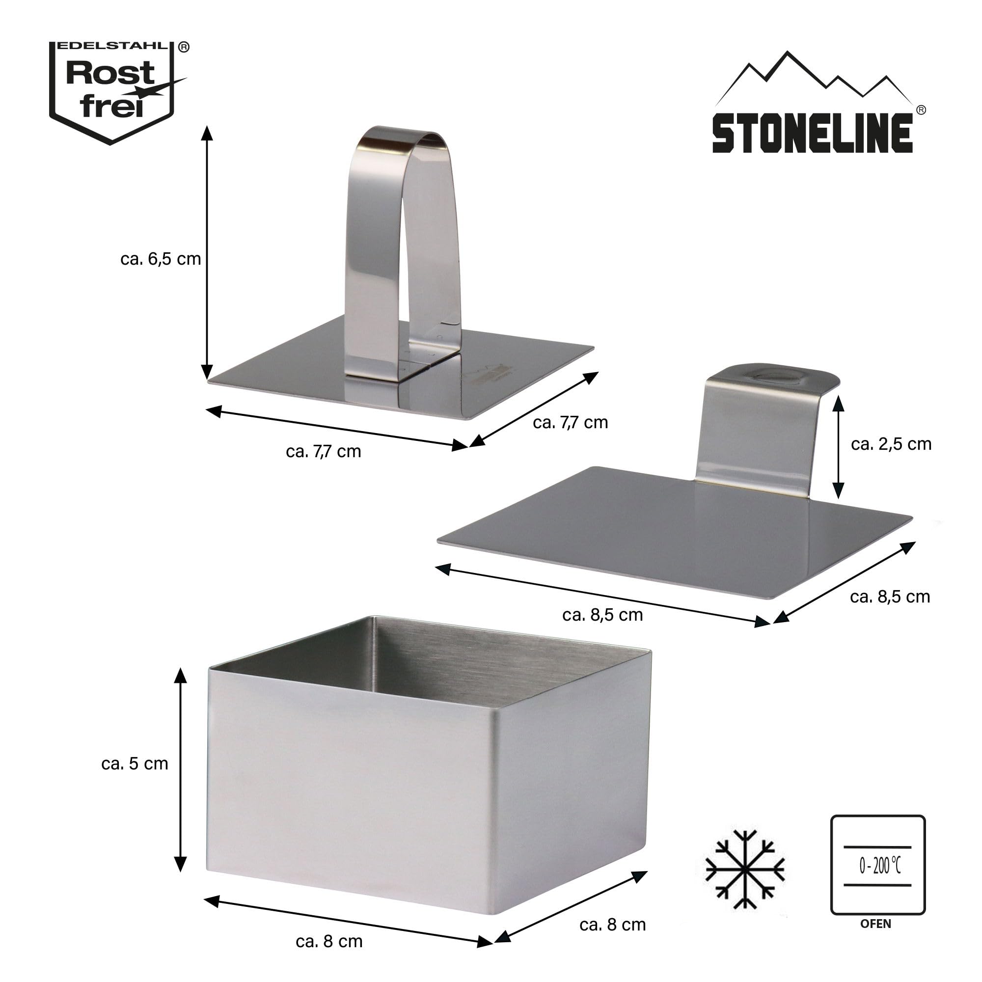 stoneline-dessertringe-speiseringe-set-8-teilig-eckig-8-cm-edelstahl image 2