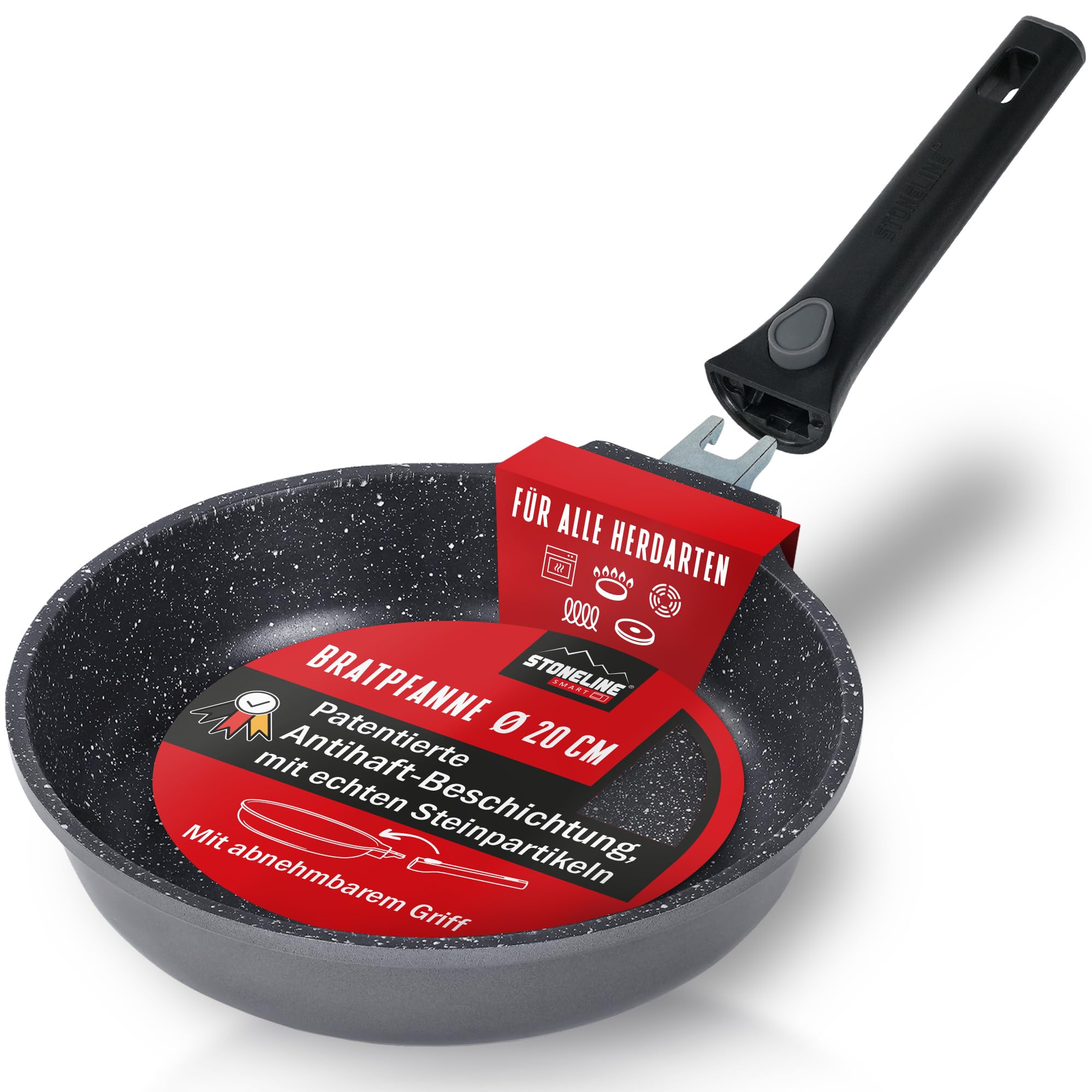 stoneline-smart-bratpfanne-20-cm-1-2-l-mit-abnehmbarem-griff-aluguss-grau image 1