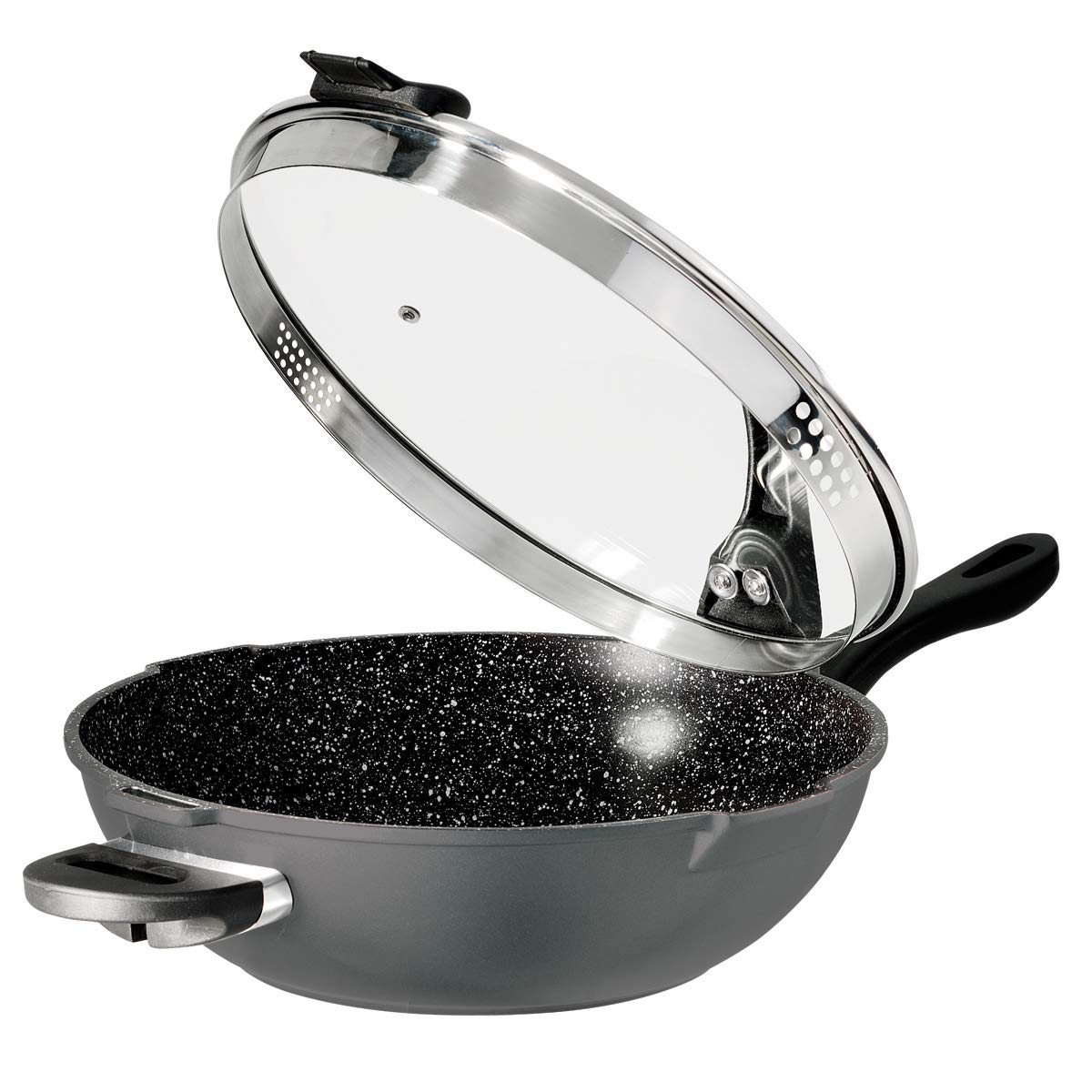 stoneline-future-wok-32-cm-5-7-l-mit-sieb-glasdeckel-grau image 3