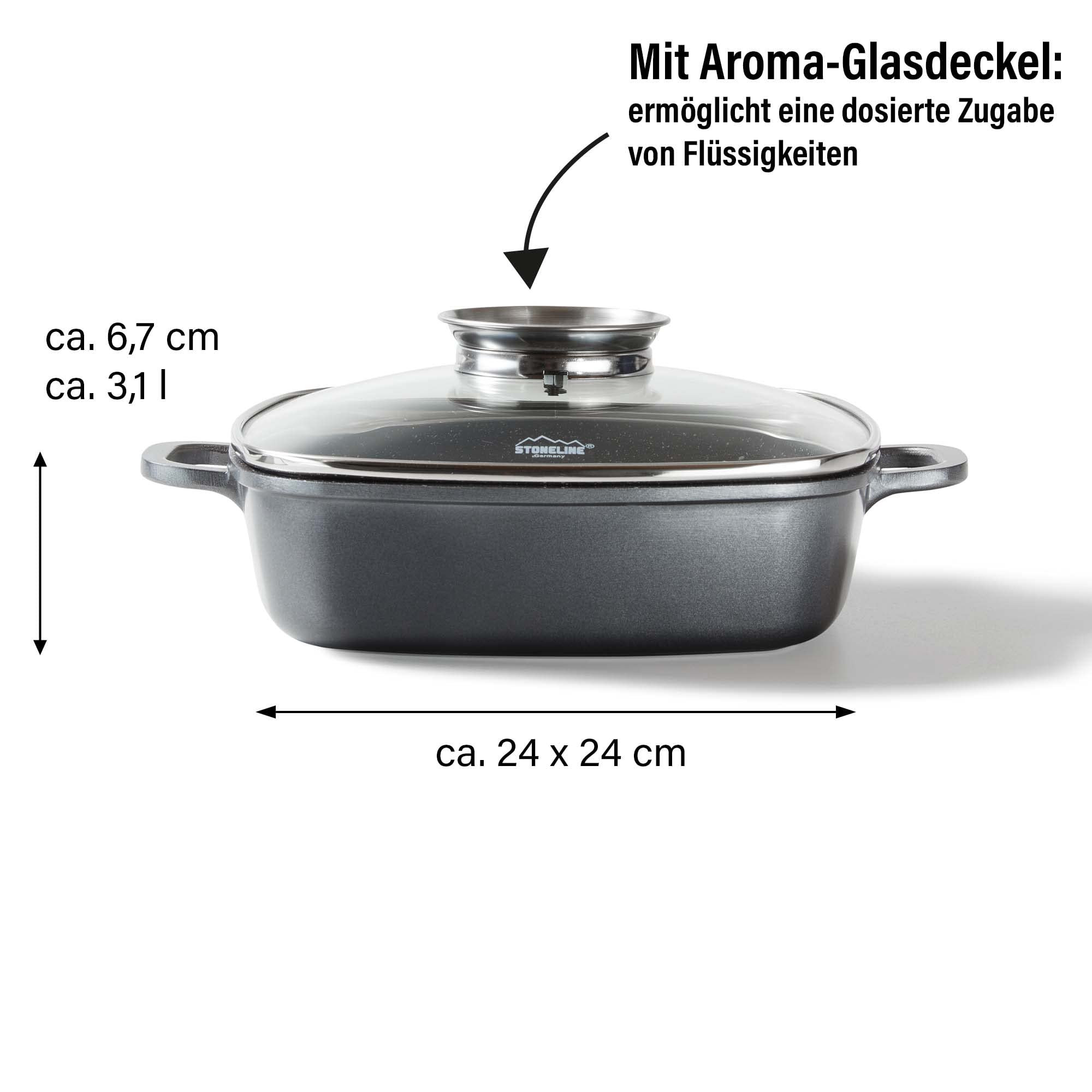 stoneline-servierpfanne-eckig-24-cm-mit-deckel-grau-aluguss-antihaft image 6
