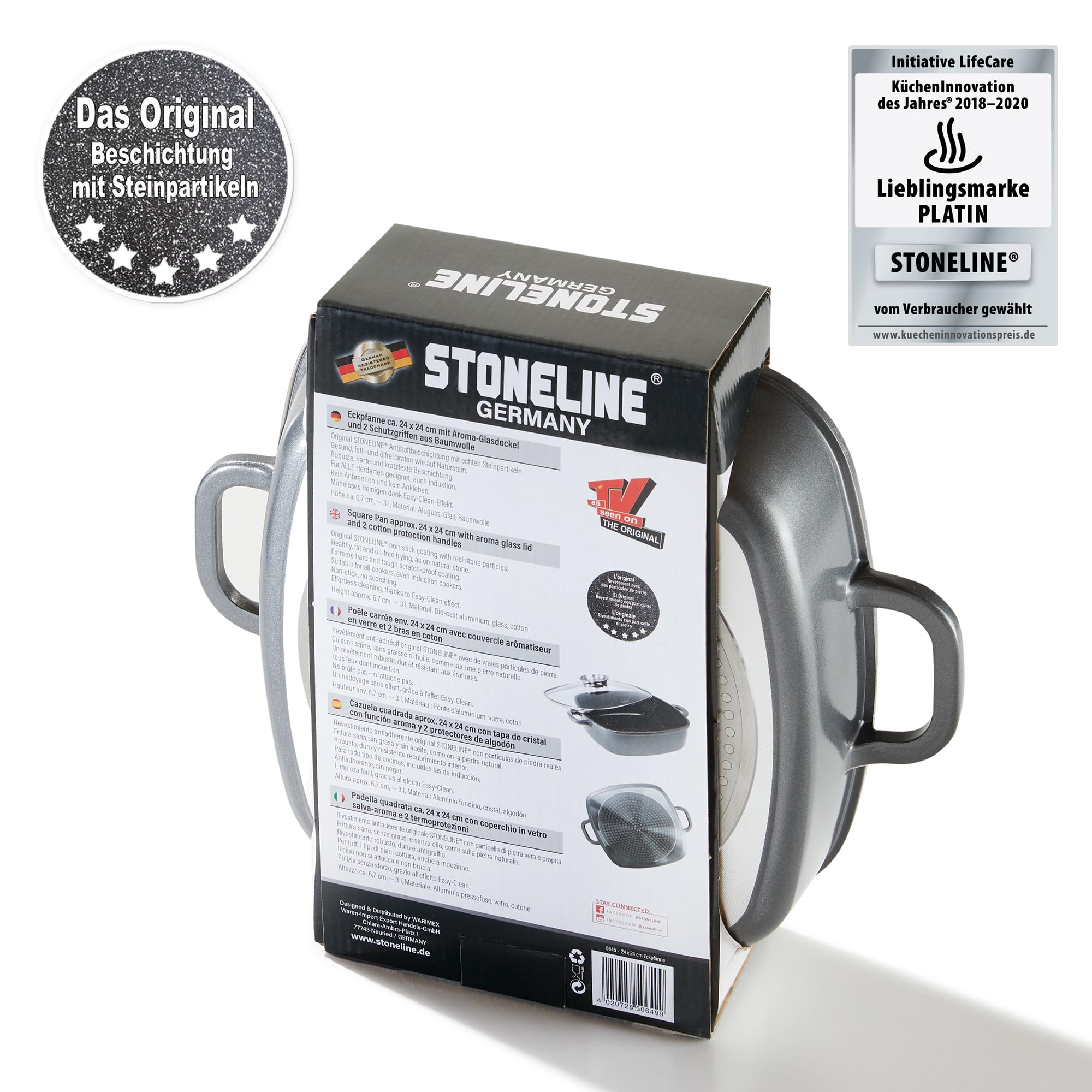 stoneline-servierpfanne-eckig-24-cm-mit-deckel-grau-aluguss-antihaft image 8