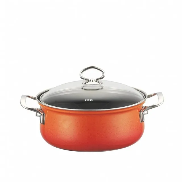 riess-657-034-kasserolle-20-cm-mit-glasdeckel-emaille-rot-2-0-liter image 1
