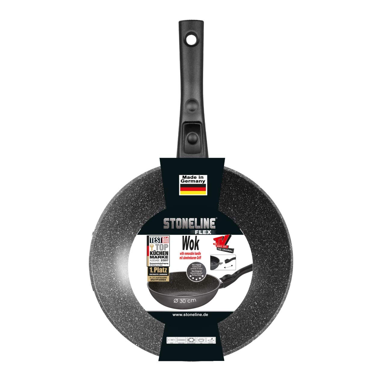 stoneline-flex-made-in-germany-wok-30-cm-4-3-l-mit-abnehmbarem-griff-steinpartik image 6
