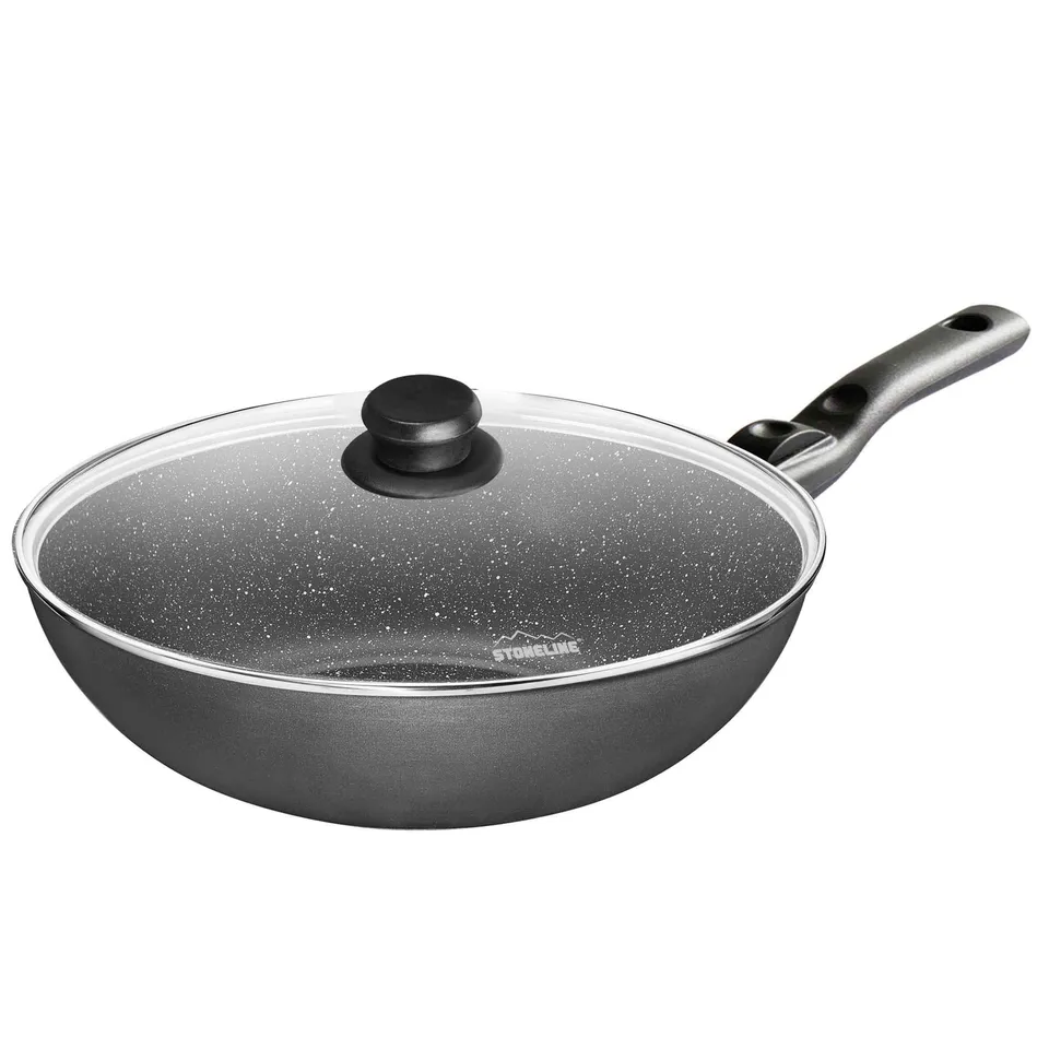 stoneline-wok-30-cm-made-in-germany-aluguss-antihaft-mit-steinpartikeln-grau image 1