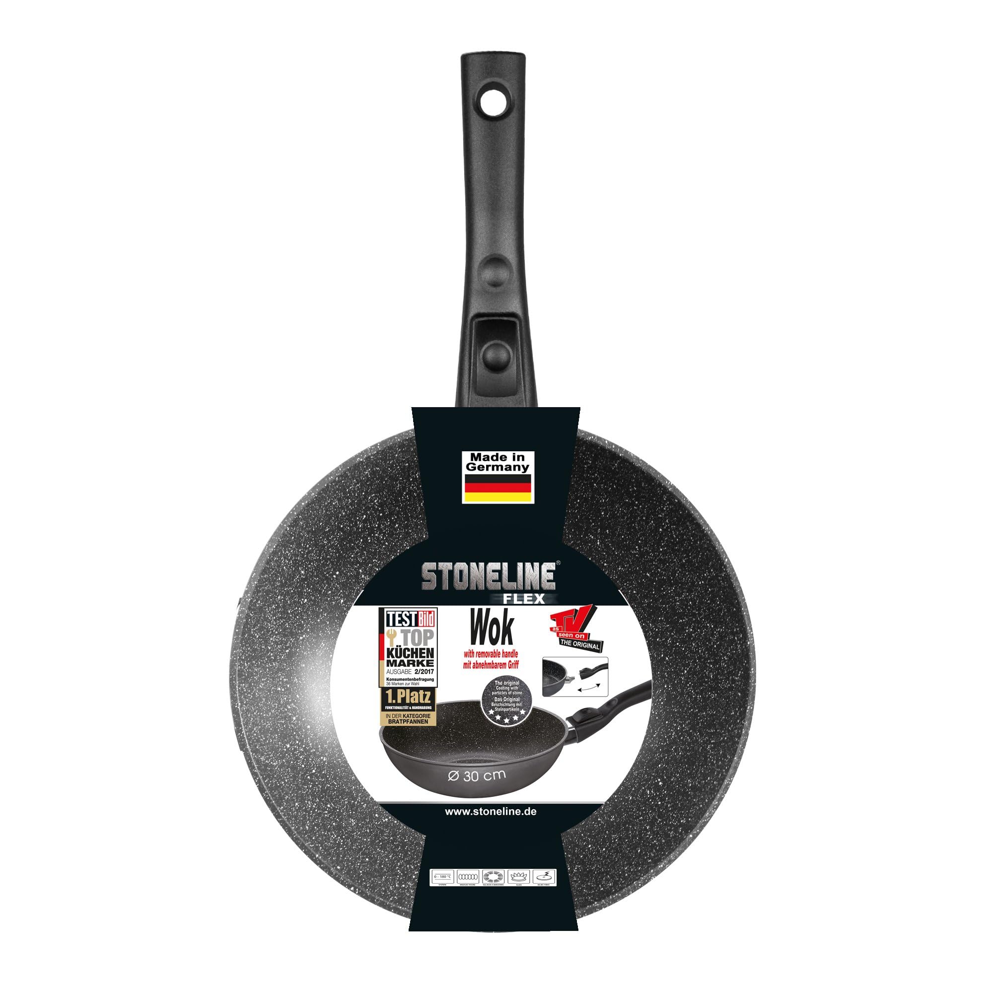 stoneline-flex-made-in-germany-wok-30-cm-4-3-l-mit-abnehmbarem-griff-steinpartik image 5