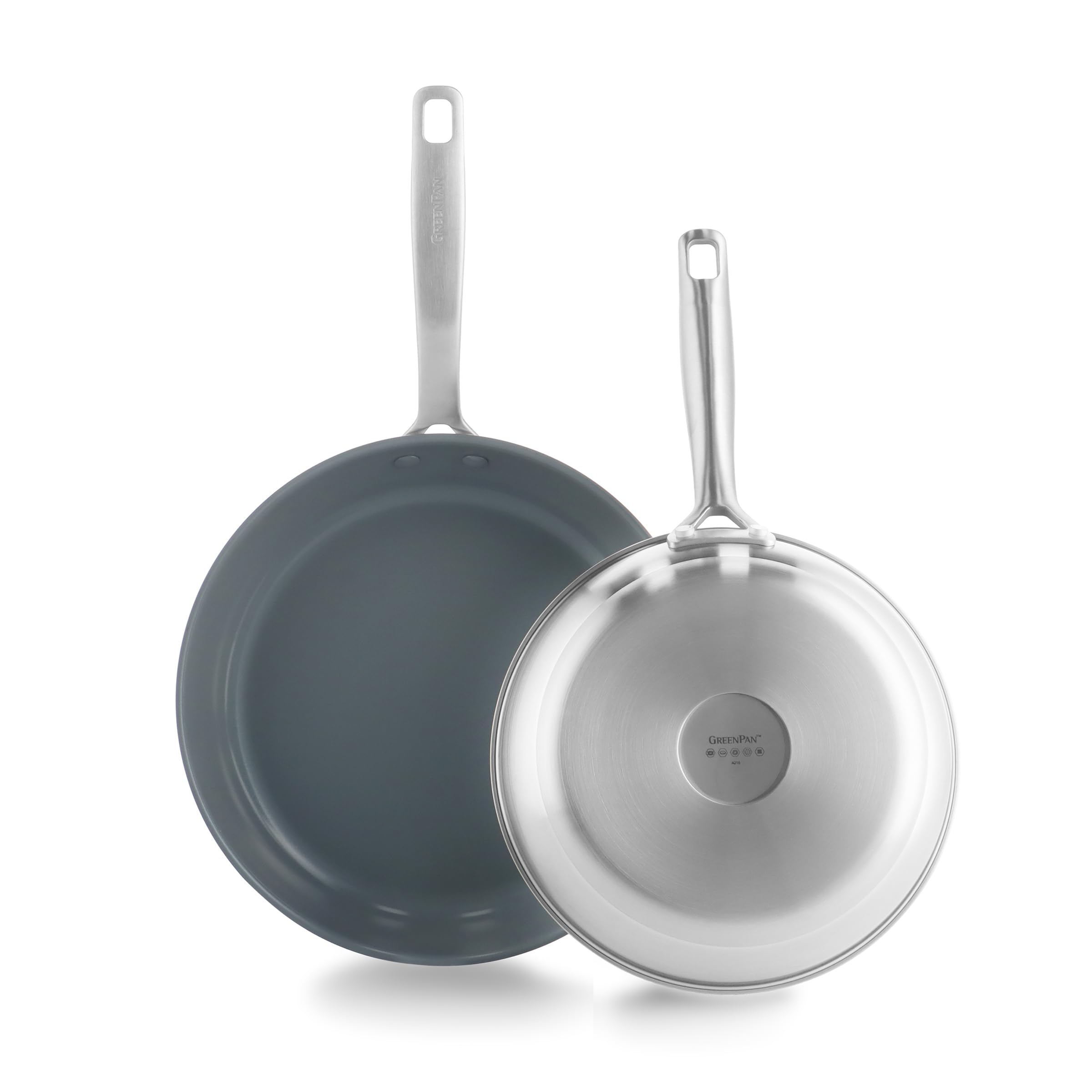 greenpan-treviso-bratpfannenset-24-cm-28-cm-edelstahl-mit-thermolon-keramik-anti image 1