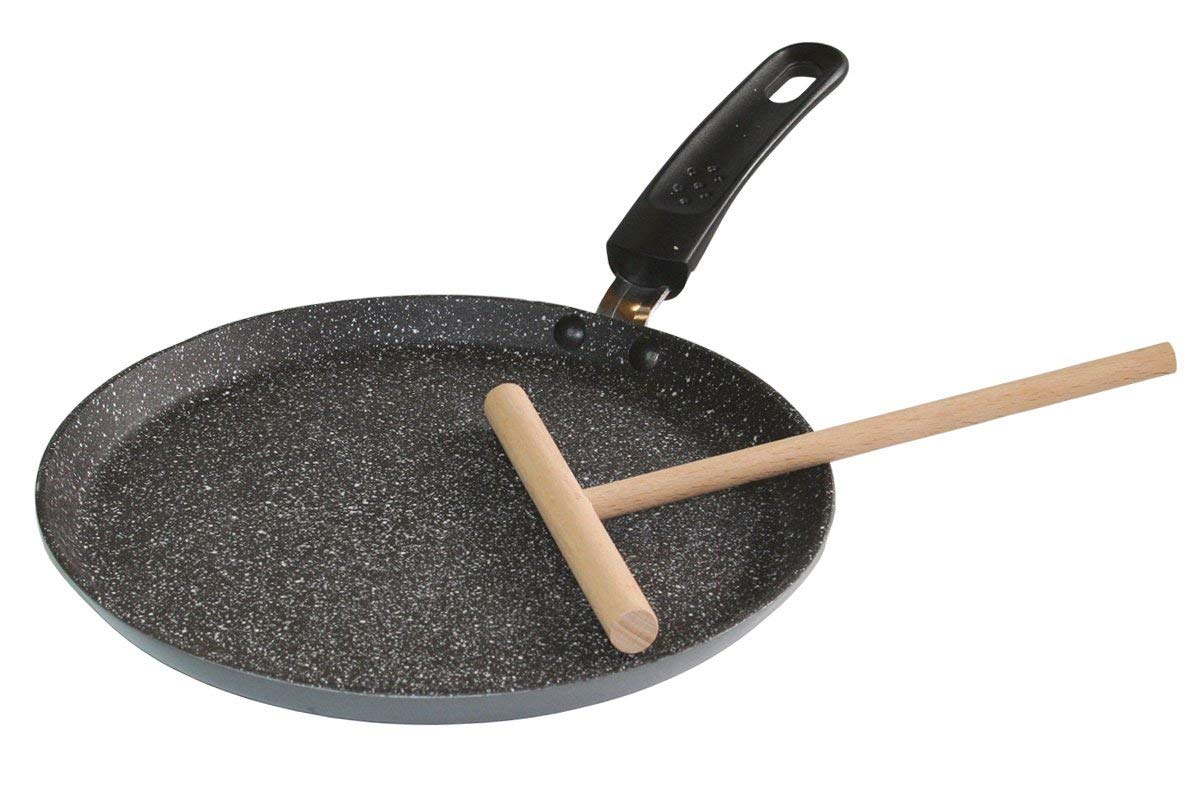 stoneline-classic-crepe-pfanne-25-cm-grau-genietet-mit-teigverteiler image 1