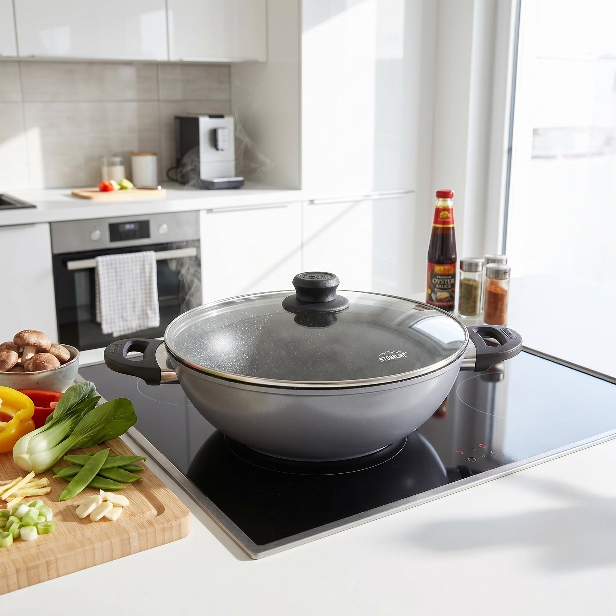 stoneline-wok-32-cm-mit-glasdeckel-aluguss-stein-antihaft-5-7-l-induktion image 2
