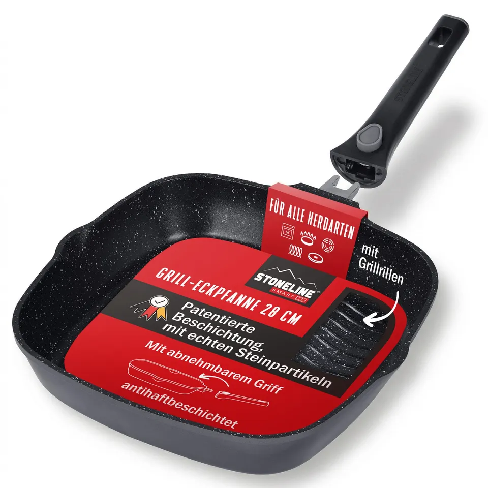 stoneline-smart-grillpfanne-28-x-28-cm-grau-mit-abnehmbarem-griff-induktion image 1