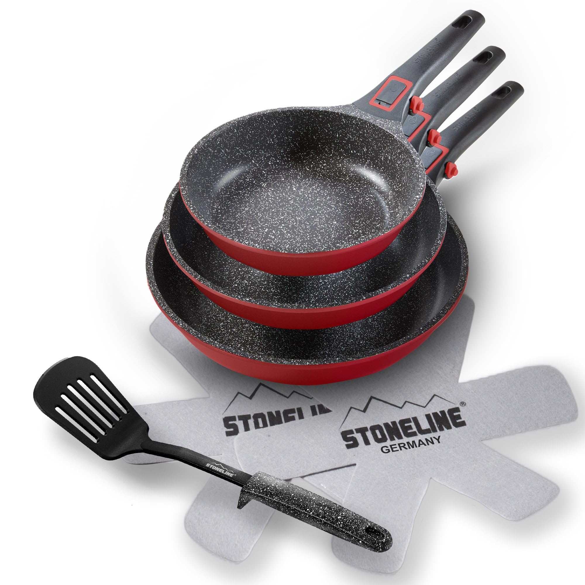stoneline-smart-pfannenset-6-teilig-20-24-28-cm-rot-abnehmbarer-griff-induktion image 1