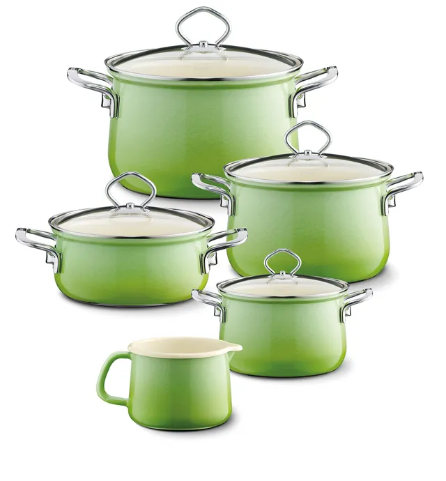 riess-0546-036-emaille-topf-sparset-5-teilig-nouvelle-smaragd-10-0-liter image 1
