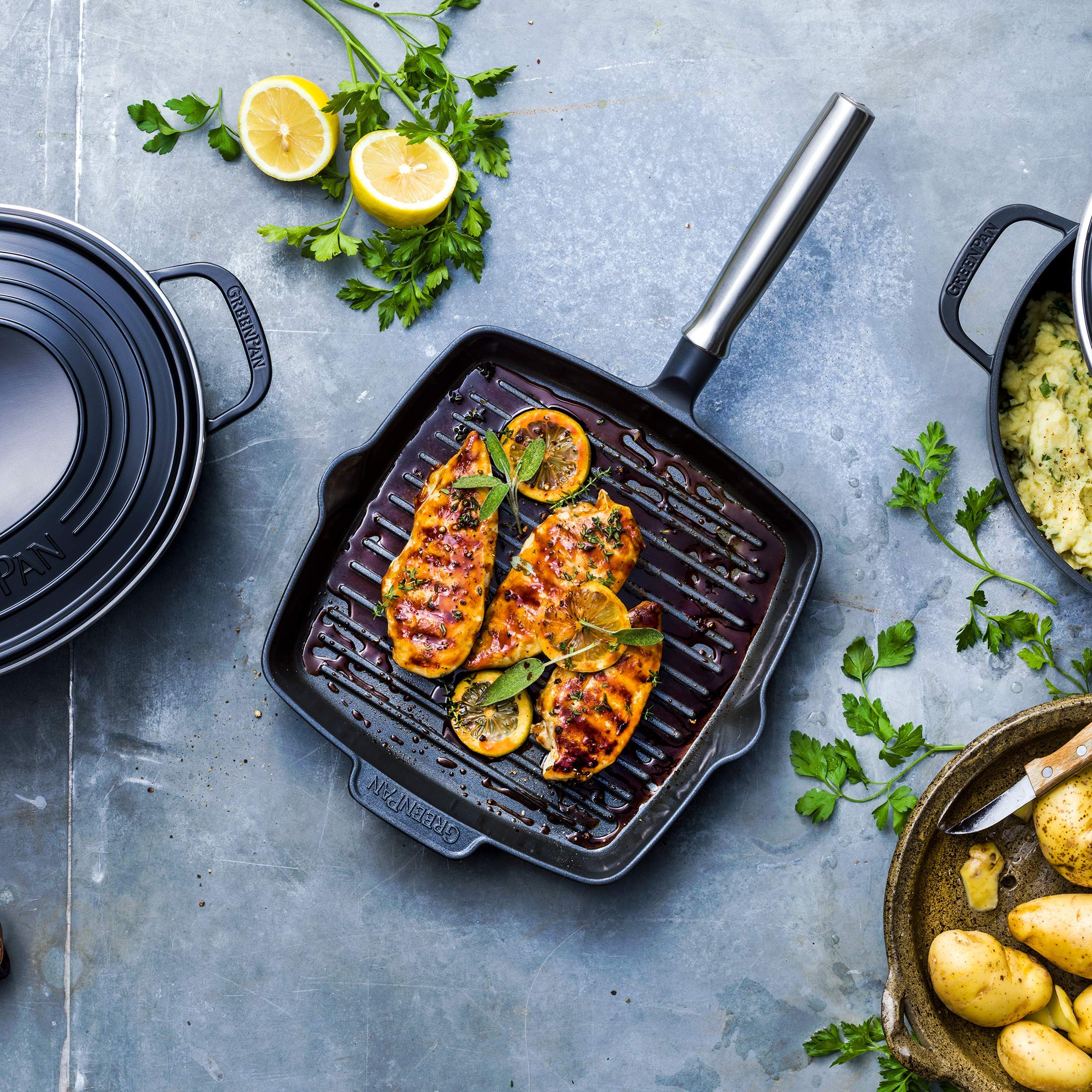 greenpan-featherweights-grillpfanne-26-cm-pfas-frei-grau image 2