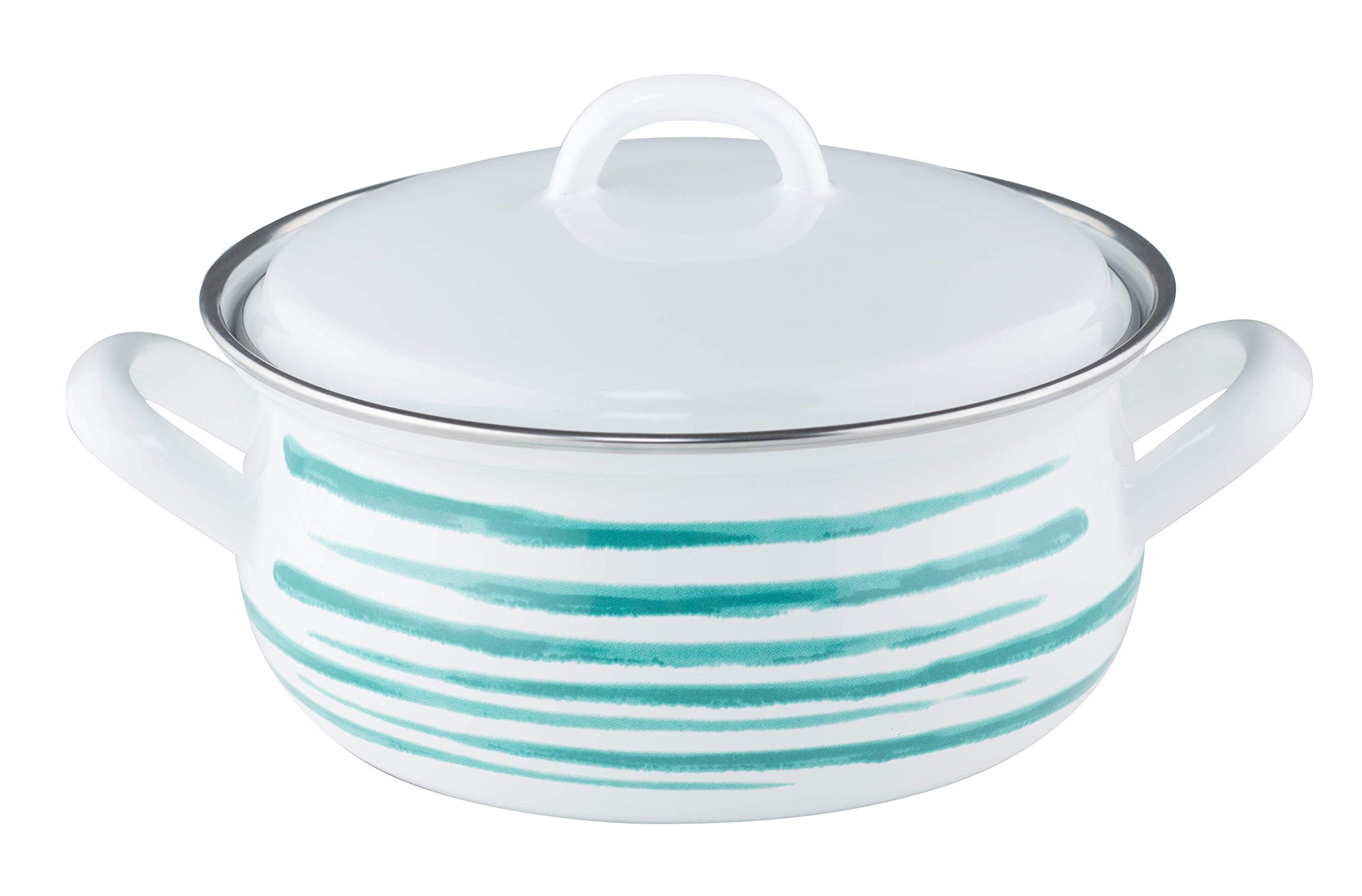 riess-country-kasserolle-bratentopf-mit-deckel-16-cm-1-liter-gr-n-geflammt image 1