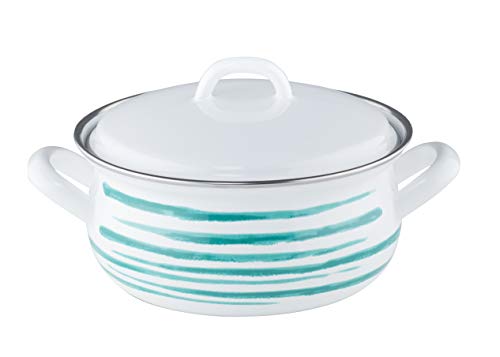 riess-country-kasserolle-mit-deckel-18-cm-gr-n-geflammt-emaille-1-5-liter image 2